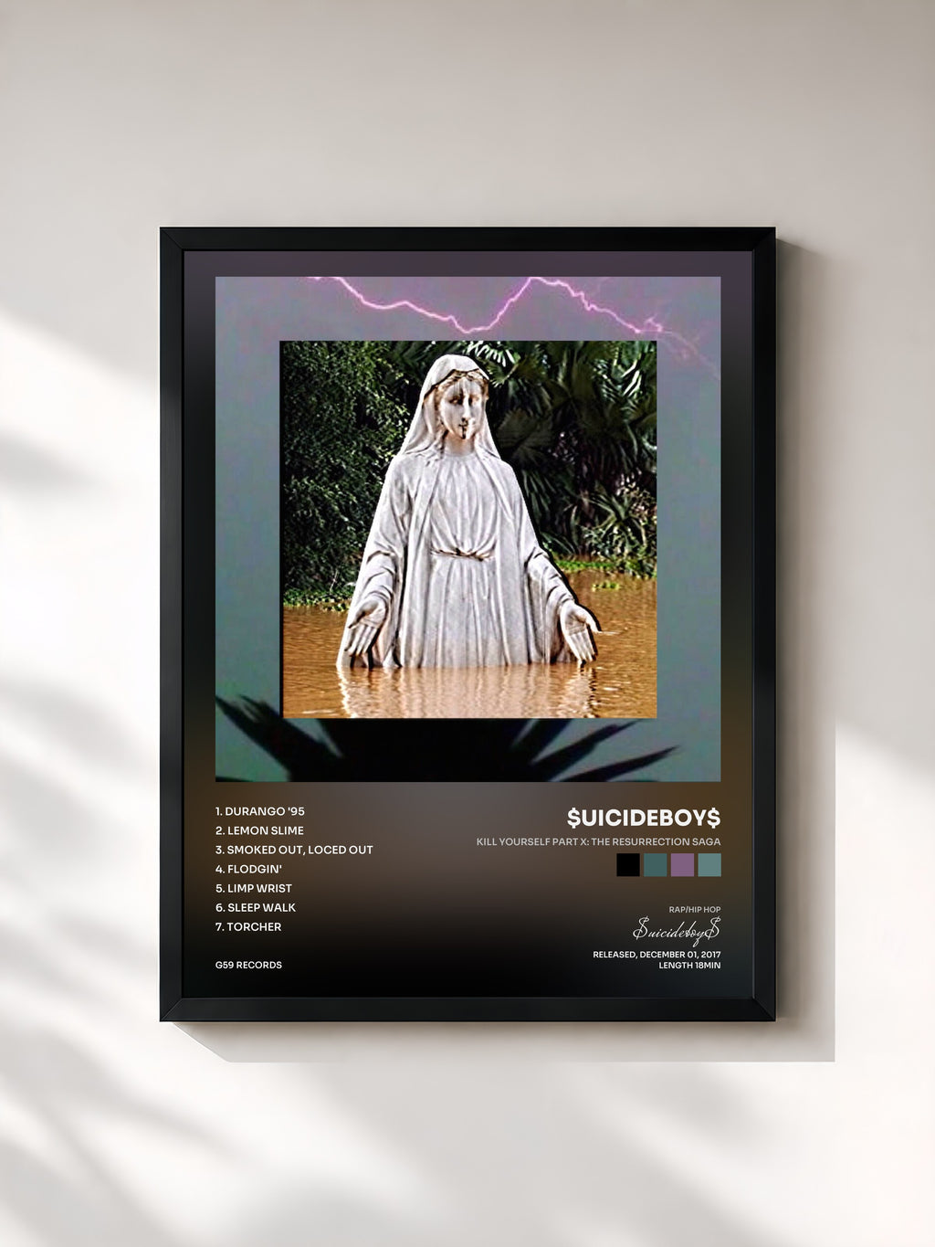 #noir Tableau de l'album KILL YOURSELF Part X: The Resurrection Saga de $uicideboy$, cadre noir, imprimé et encadré en France