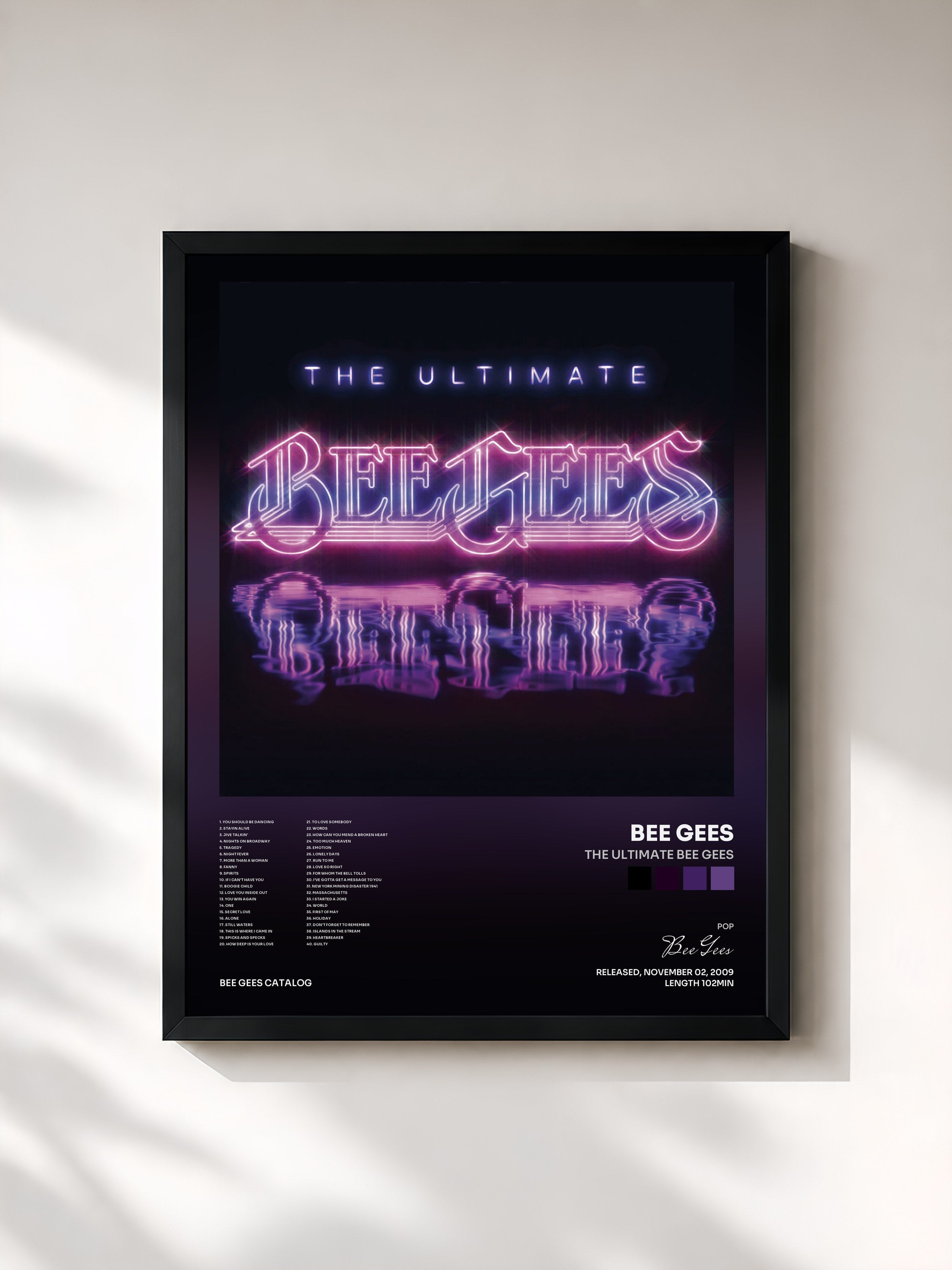 #noir The Ultimate Bee Gees by Bee Gees as a framed art print, black frame, printed and framed in France