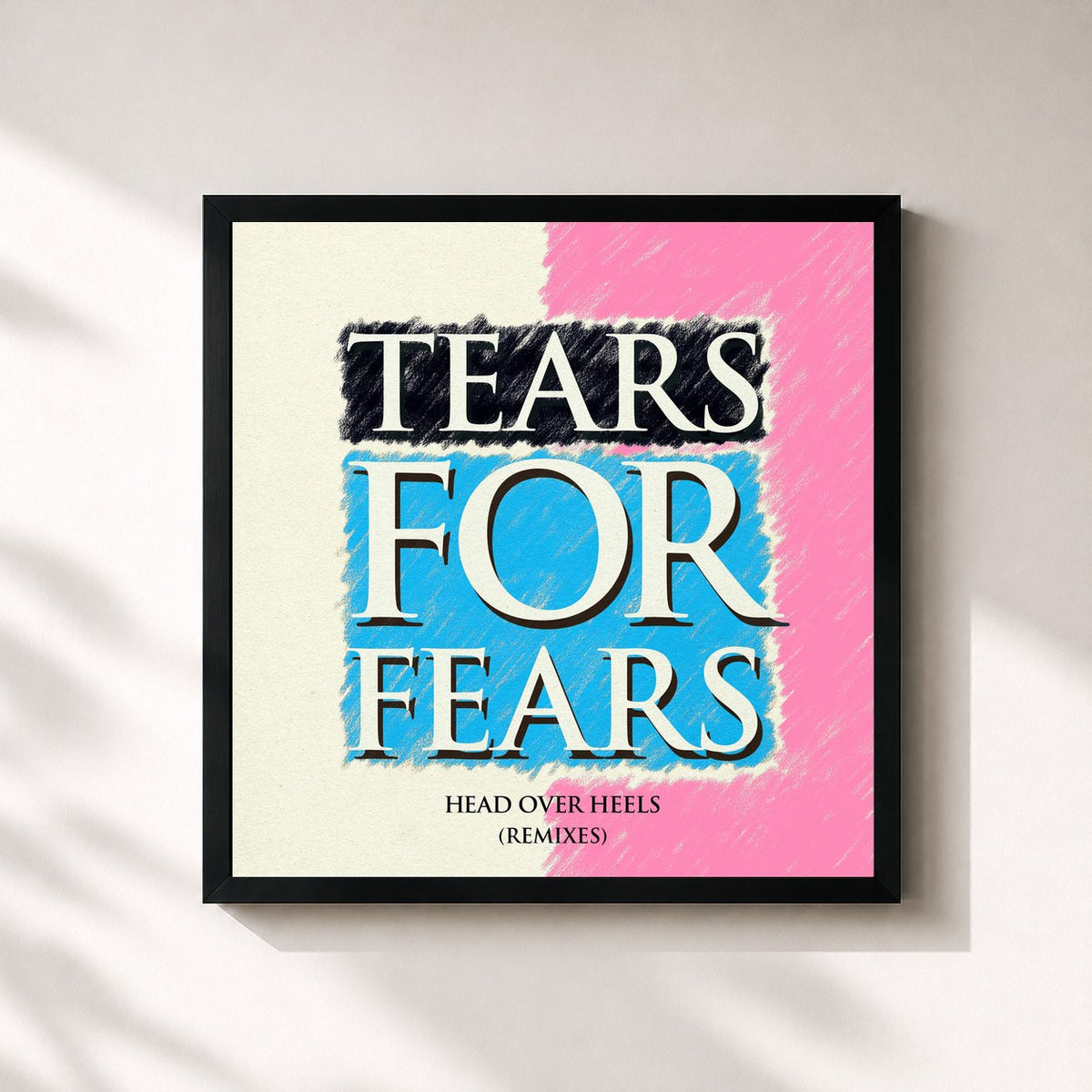 #noir Head Over Heels (Remixes) by Tears for Fears as a square framed art print, black 32x32 cm frame