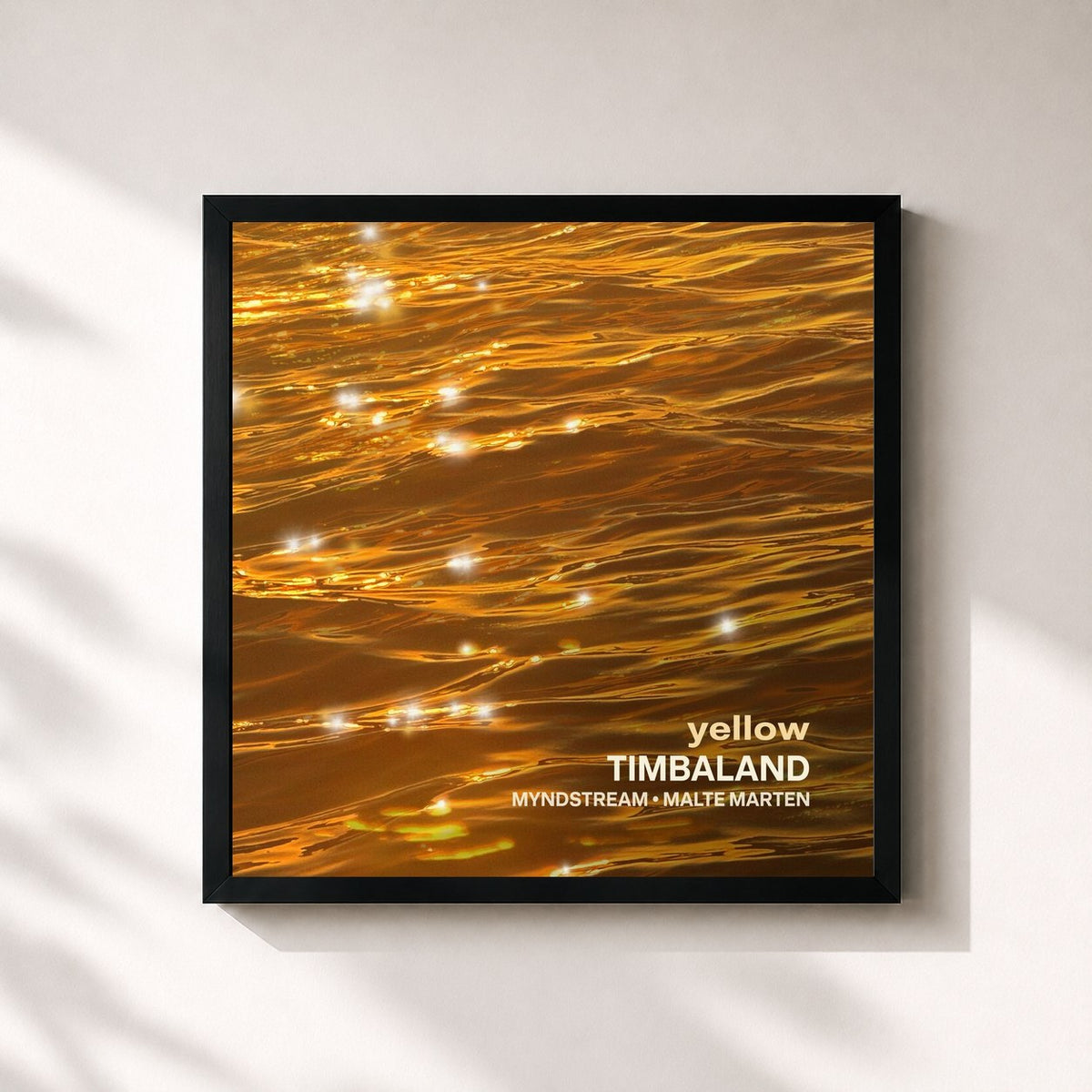 #noir Tableau carré de l'album Yellow de Timbaland, cadre noir 32x32 cm