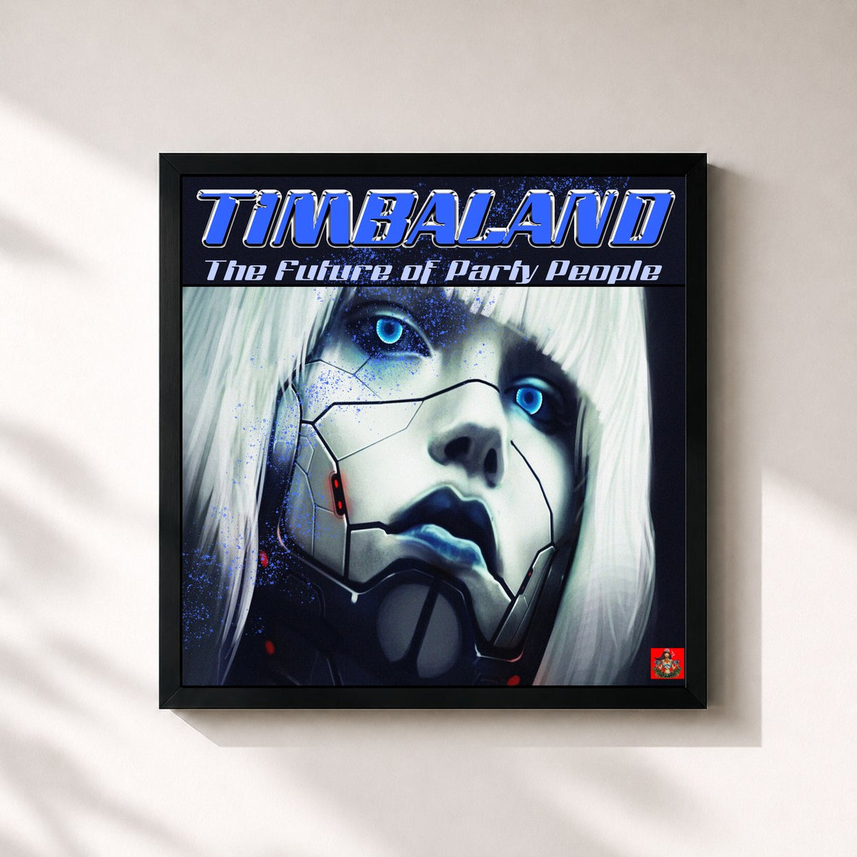 #noir Tableau carré de l'album The Future Of Party People de Timbaland, cadre noir 32x32 cm