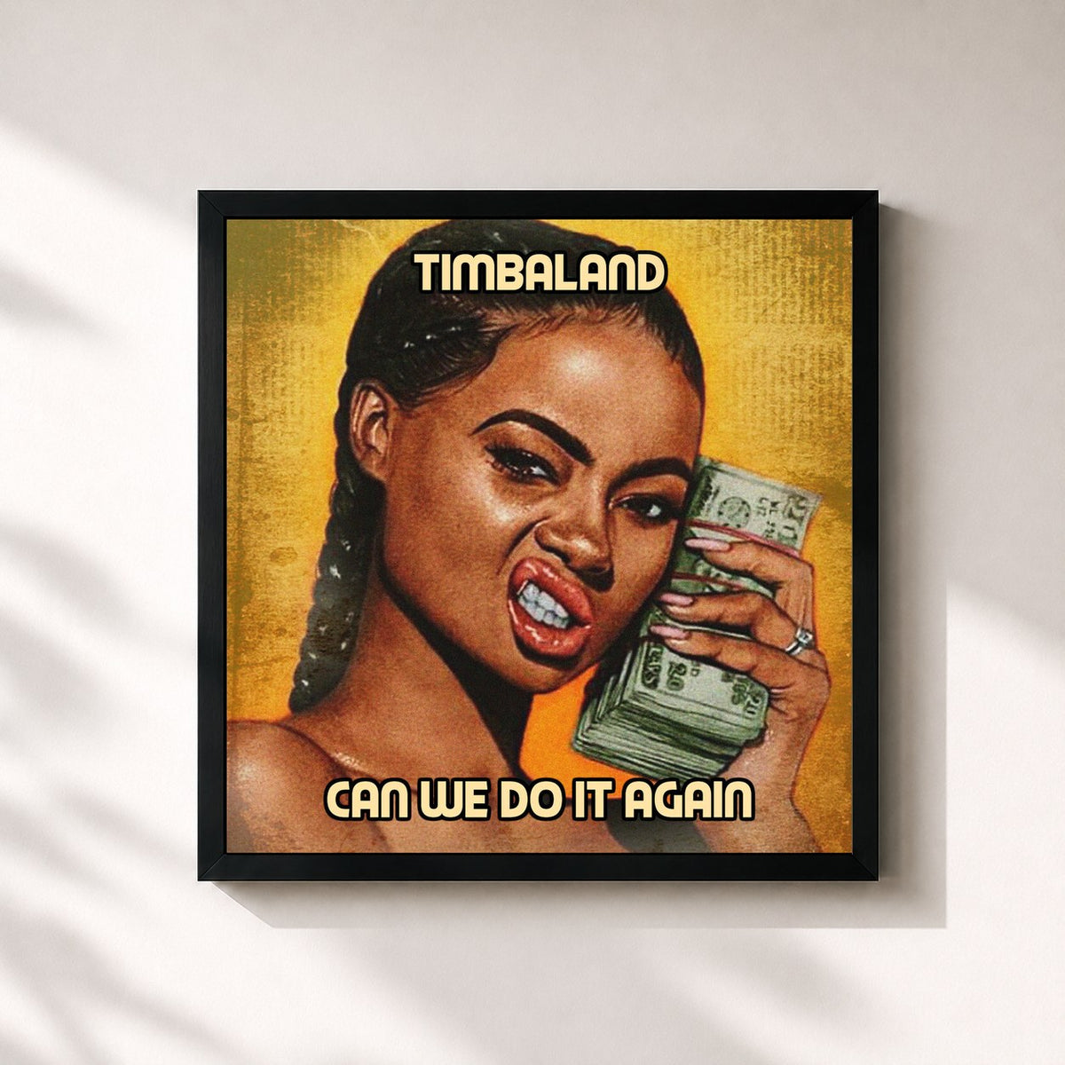#noir Tableau carré de l'album Can We Do It Again de Timbaland, cadre noir 32x32 cm
