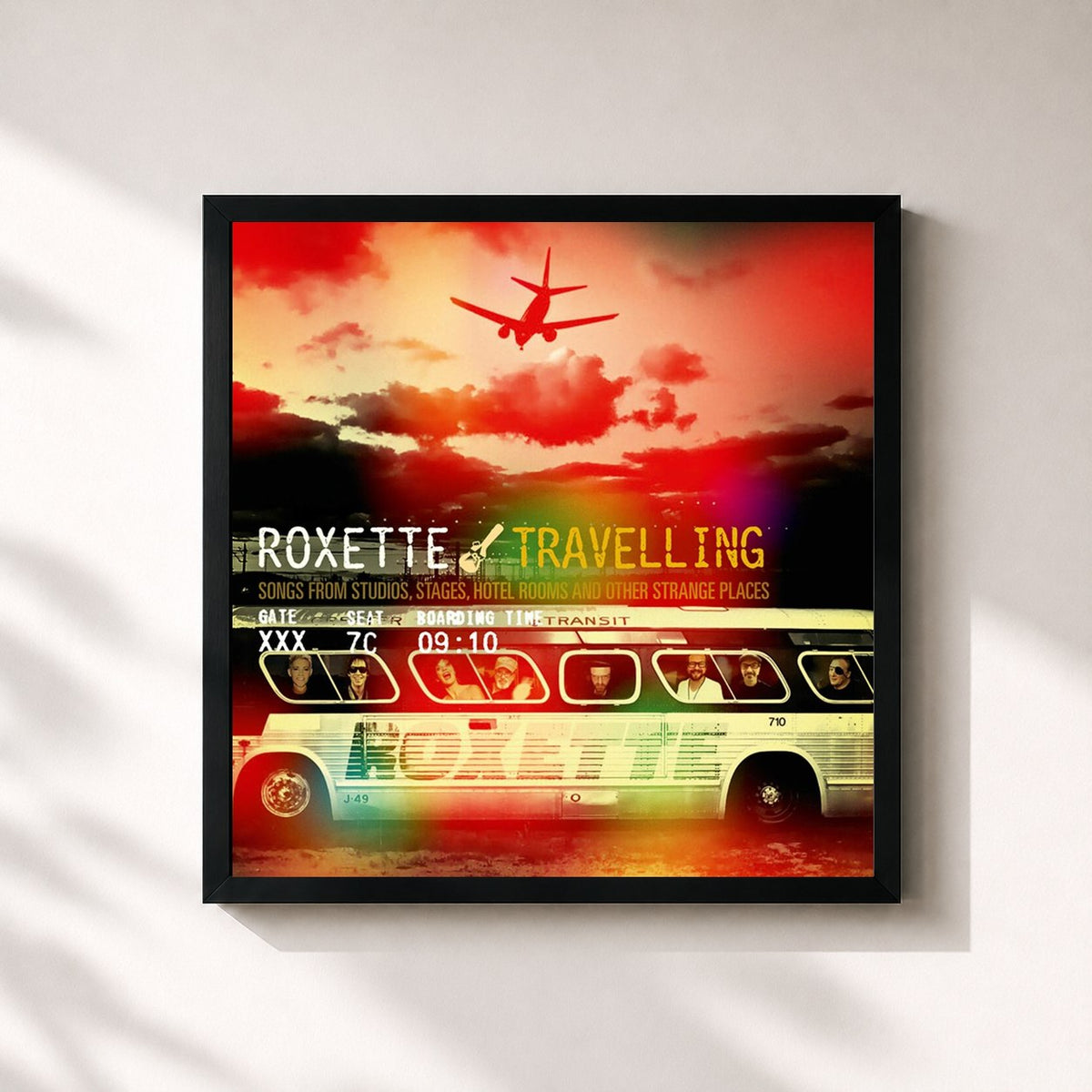 #noir Travelling von Roxette als quadratischer Kunstdruck, schwarzer Rahmen 32x32 cm