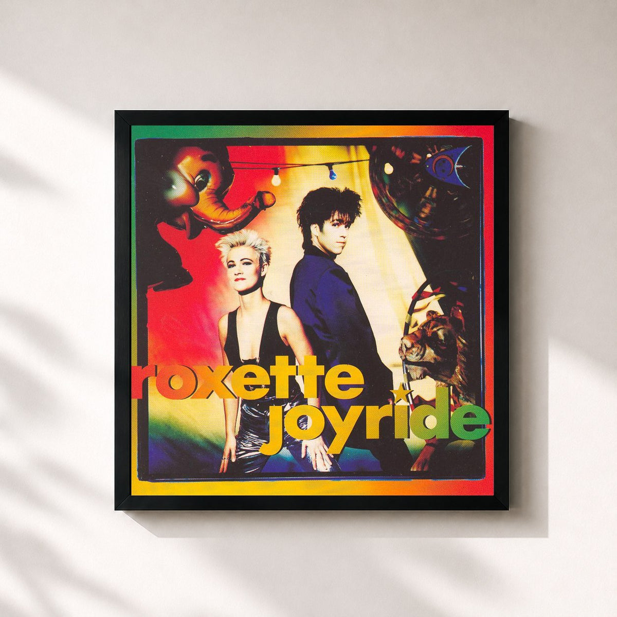 #noir Joyride von Roxette als quadratischer Kunstdruck, schwarzer Rahmen 32x32 cm
