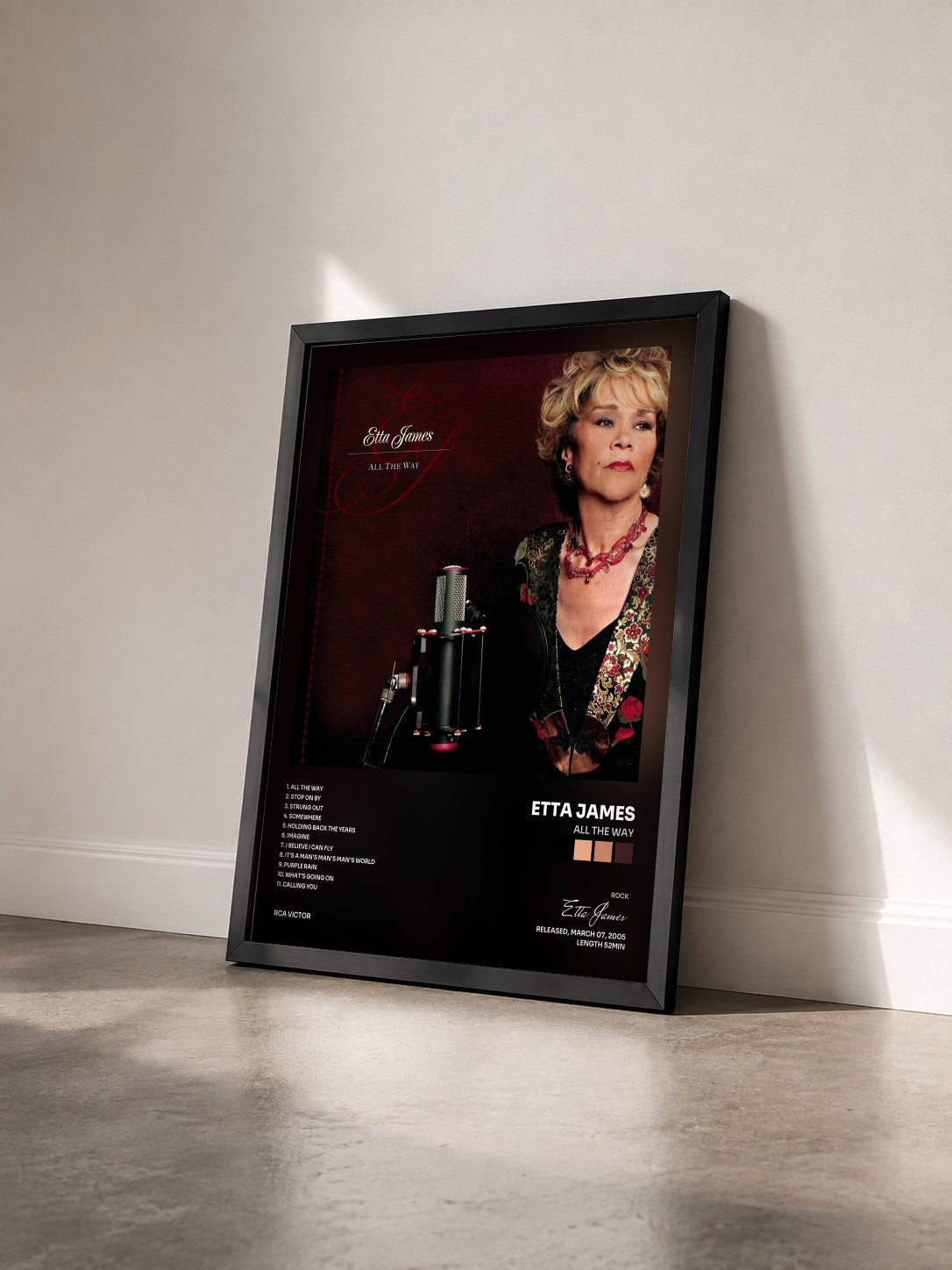 #noir Tableau de l'album All The Way de Etta James vu de trois quarts, cadre noir