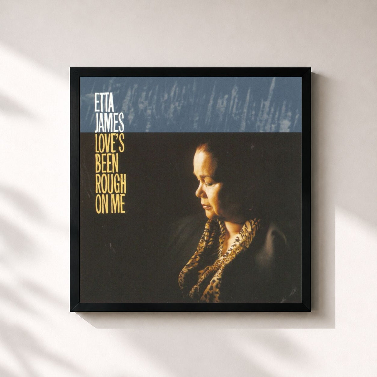 #noir Tableau carré de l'album Love's Been Rough On Me de Etta James, cadre noir 32x32 cm