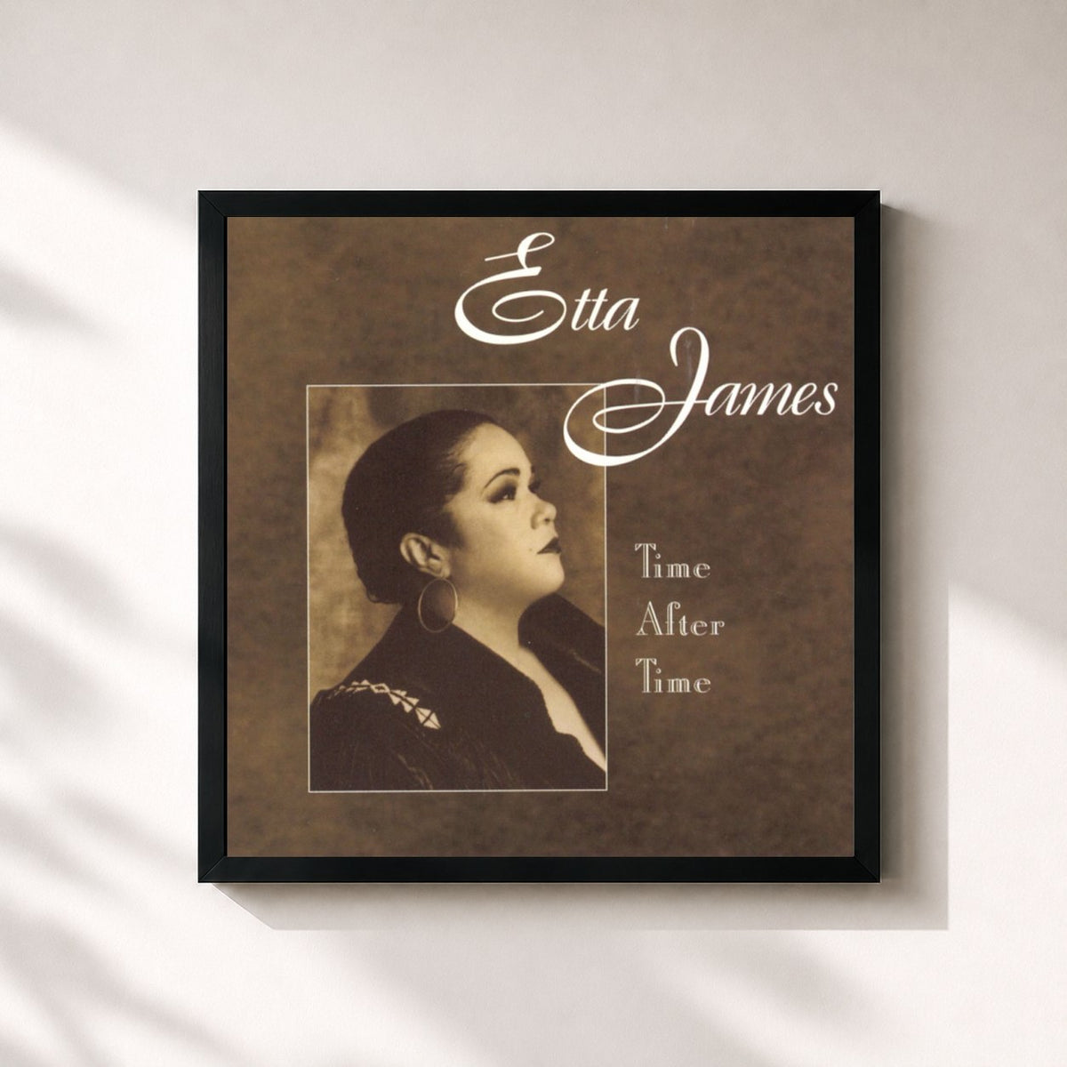 #noir Tableau carré de l'album Time After Time de Etta James, cadre noir 32x32 cm