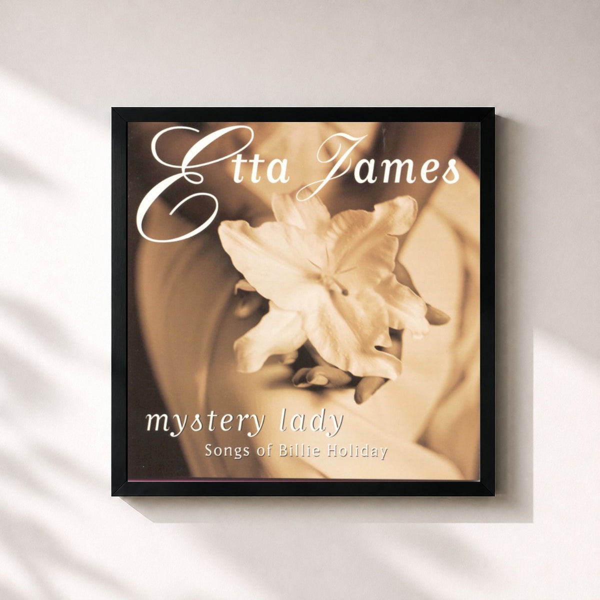 #noir Mystery Lady: Songs of Billie Holiday de Etta James en lámina cuadrada enmarcada, marco negro de 32x32 cm