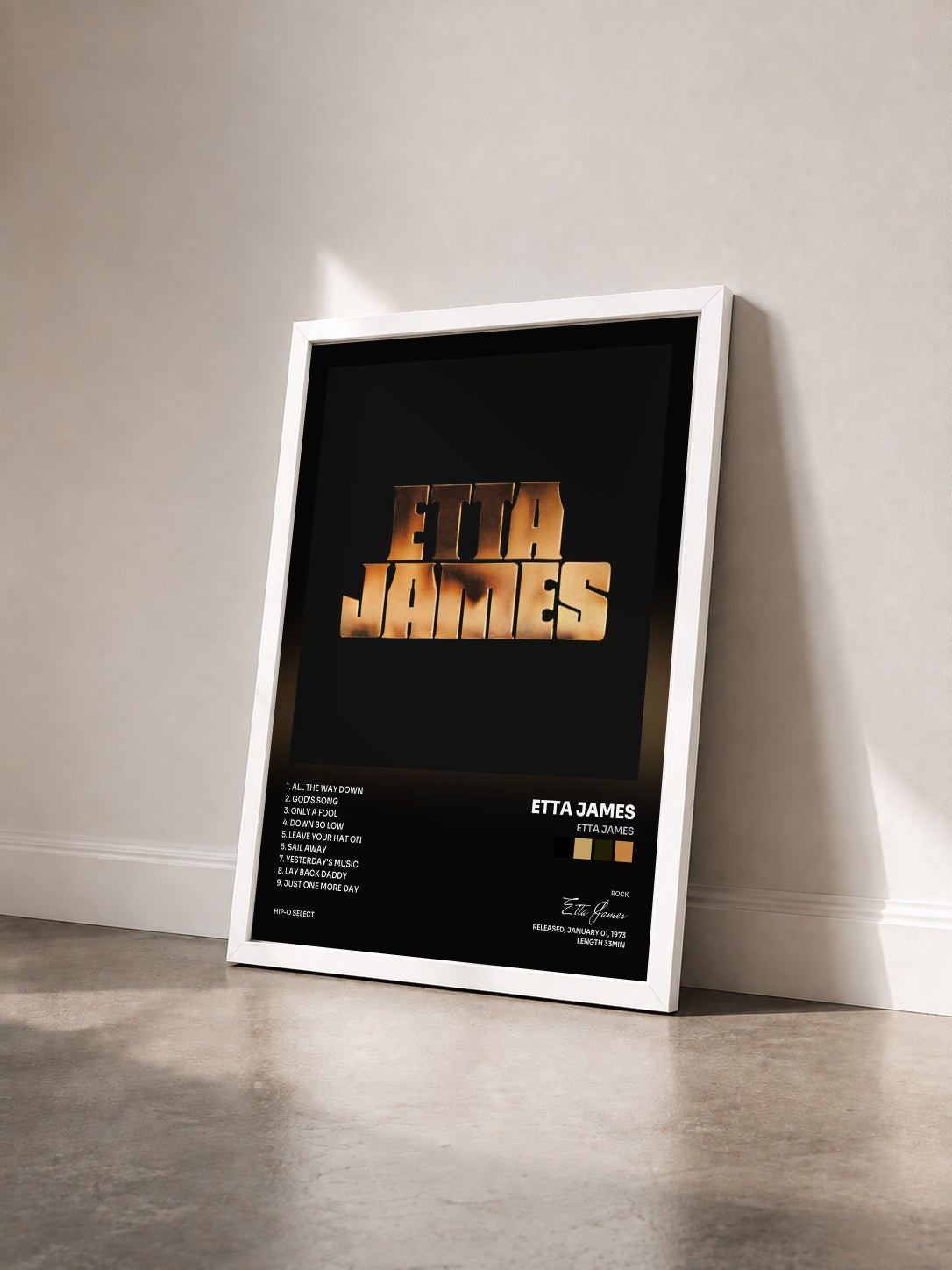 #blanc Etta James de Etta James en lámina enmarcada vista de tres cuartos, marco blanco
