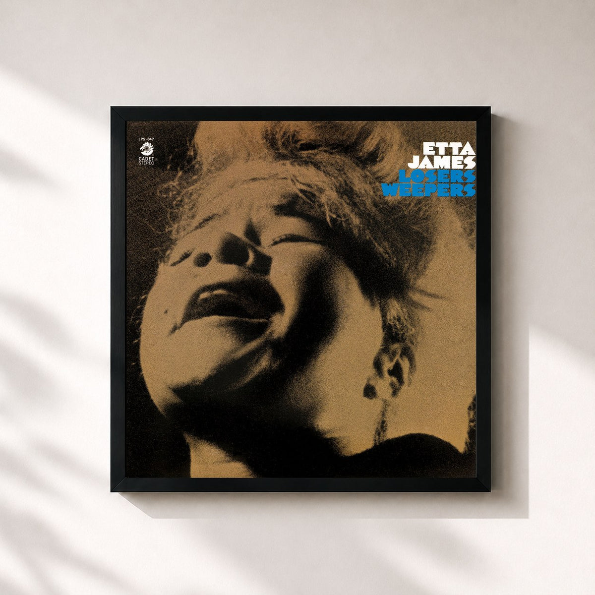 #noir Tableau carré de l'album Losers Weepers de Etta James, cadre noir 32x32 cm