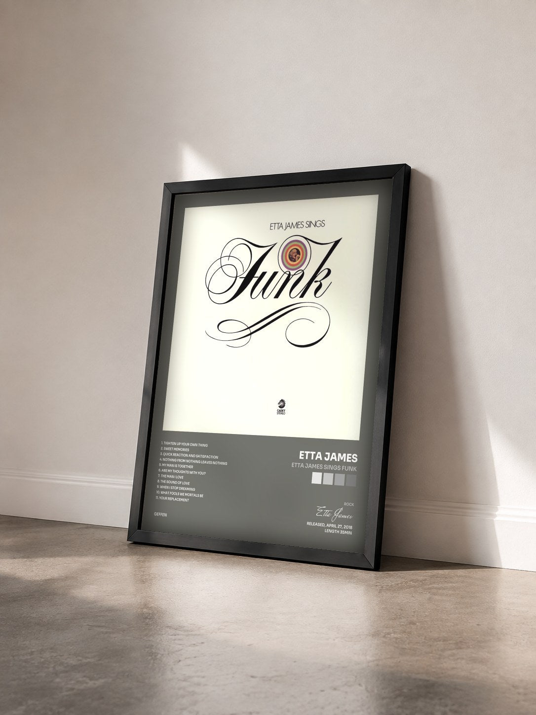 #noir Tableau de l'album Etta James Sings Funk de Etta James vu de trois quarts, cadre noir