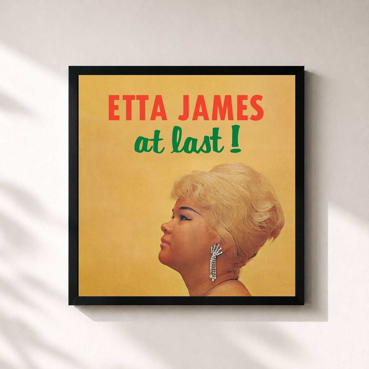 #noir At Last! di Etta James in stampa quadrata incorniciata, cornice nera 32x32 cm