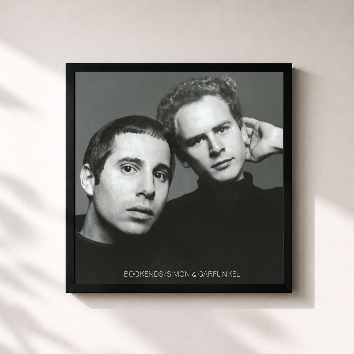 #noir Tableau carré de l'album Bookends de Simon & Garfunkel, cadre noir 32x32 cm