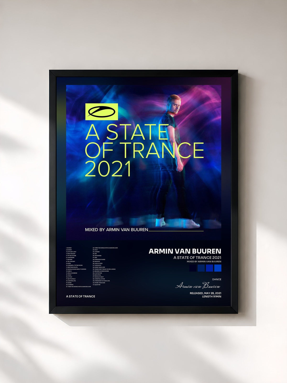 #noir Tableau de l'album A State Of Trance 2021 (Mixed by Armin van Buuren) de Armin van Buuren, cadre noir, imprimé et encadré en France