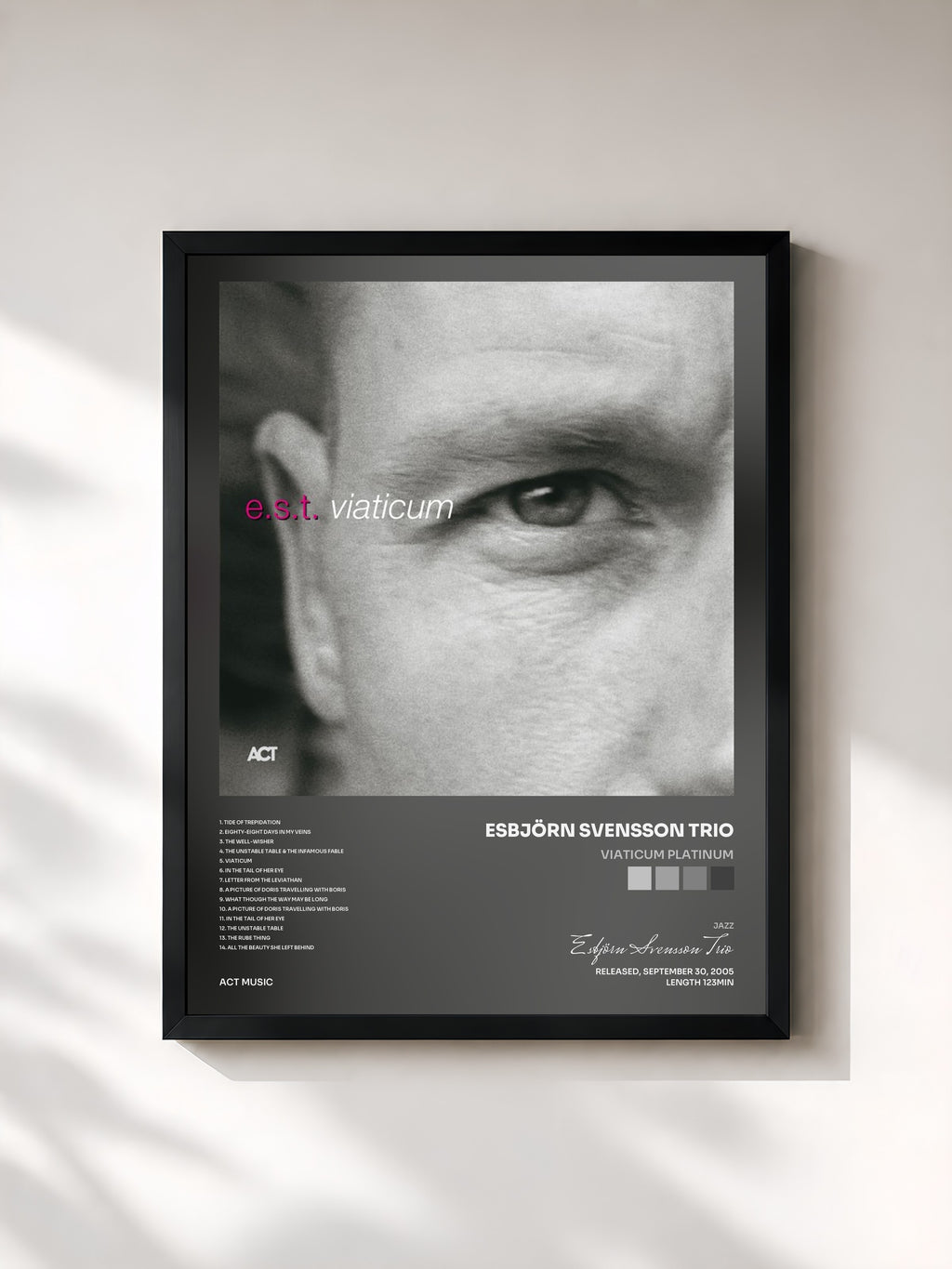 #noir Tableau de l'album Viaticum Platinum de Esbjörn Svensson Trio, cadre noir, imprimé et encadré en France