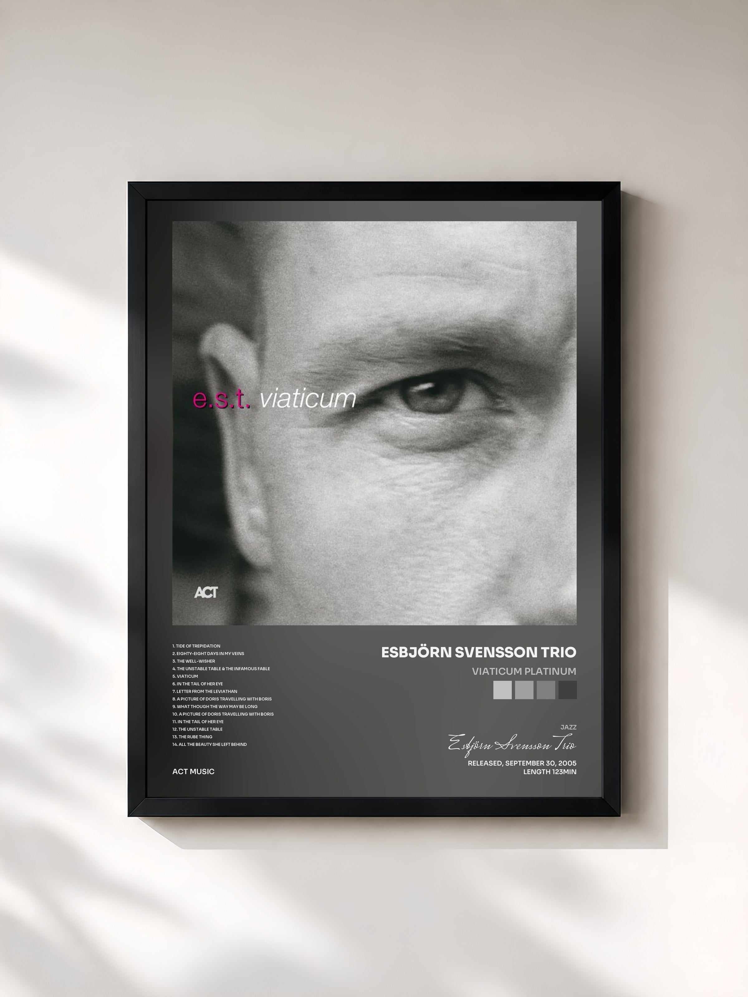 #noir Tableau de l'album Viaticum Platinum de Esbjörn Svensson Trio, cadre noir, imprimé et encadré en France