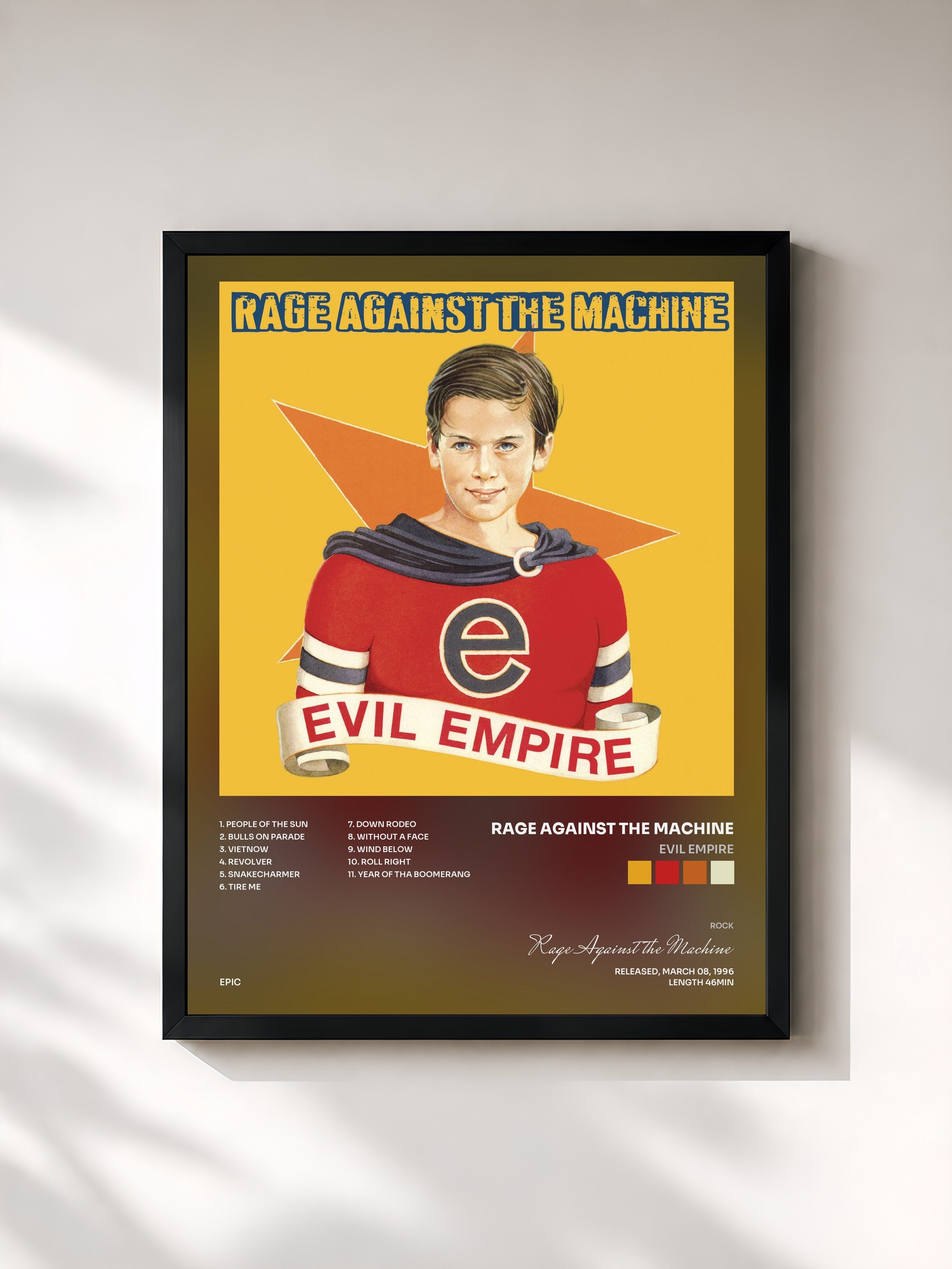 #noir Evil Empire de Rage Against the Machine en lámina enmarcada, marco negro, impresa y enmarcada en Francia