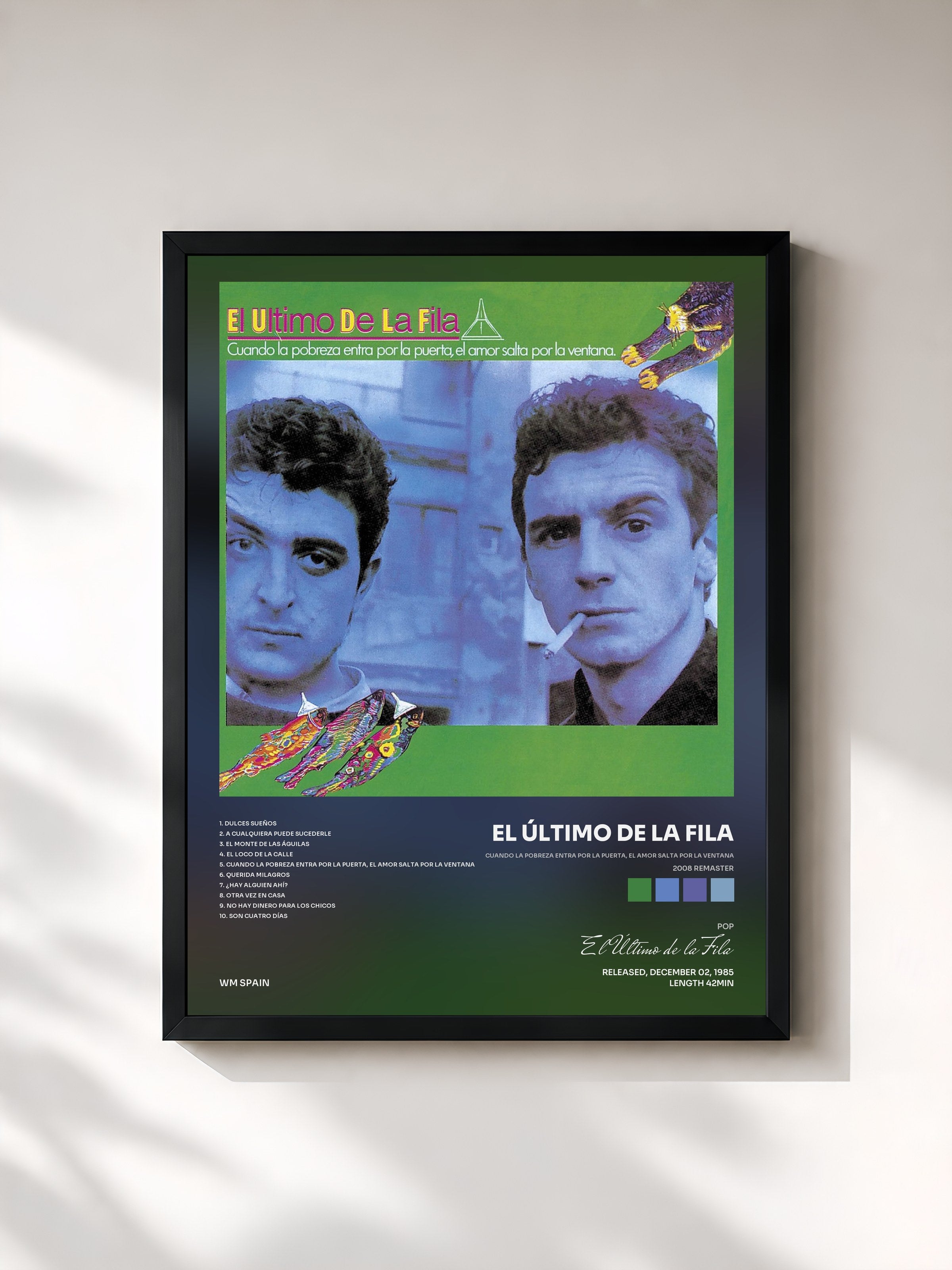 #noir Tableau de l'album Cuando la pobreza entra por la puerta, el amor salta por la ventana (2008 Remaster) de El Último de la Fila, cadre noir, imprimé et encadré en France