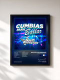 #noir Tableau de l'album Cumbias Para Bailar de Rayito Colombiano, cadre noir, imprimé et encadré en France