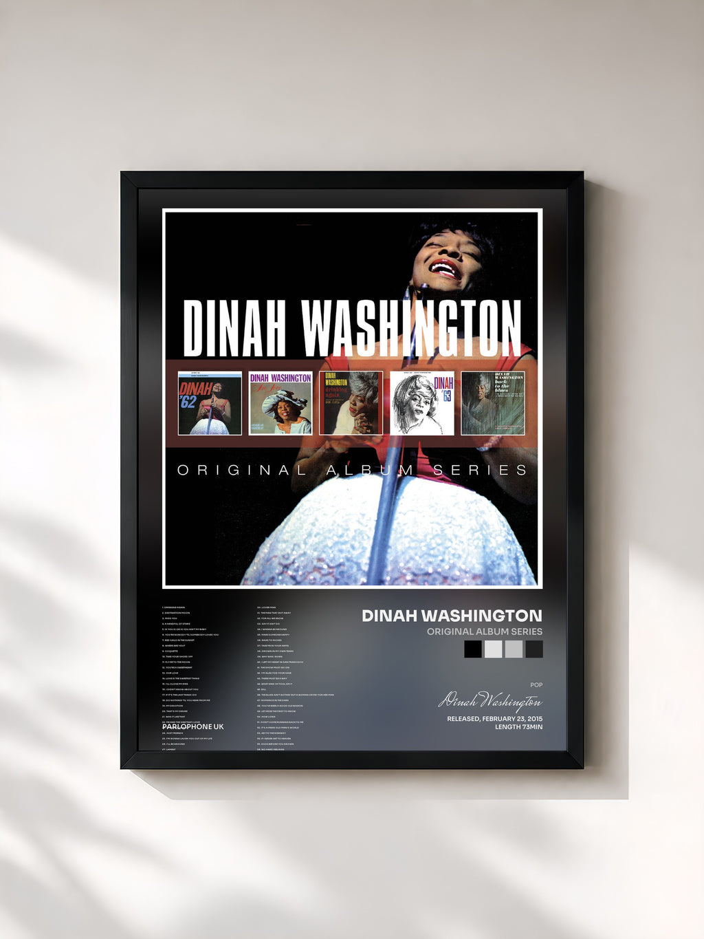 #noir Tableau de l'album Original Album Series de Dinah Washington, cadre noir, imprimé et encadré en France
