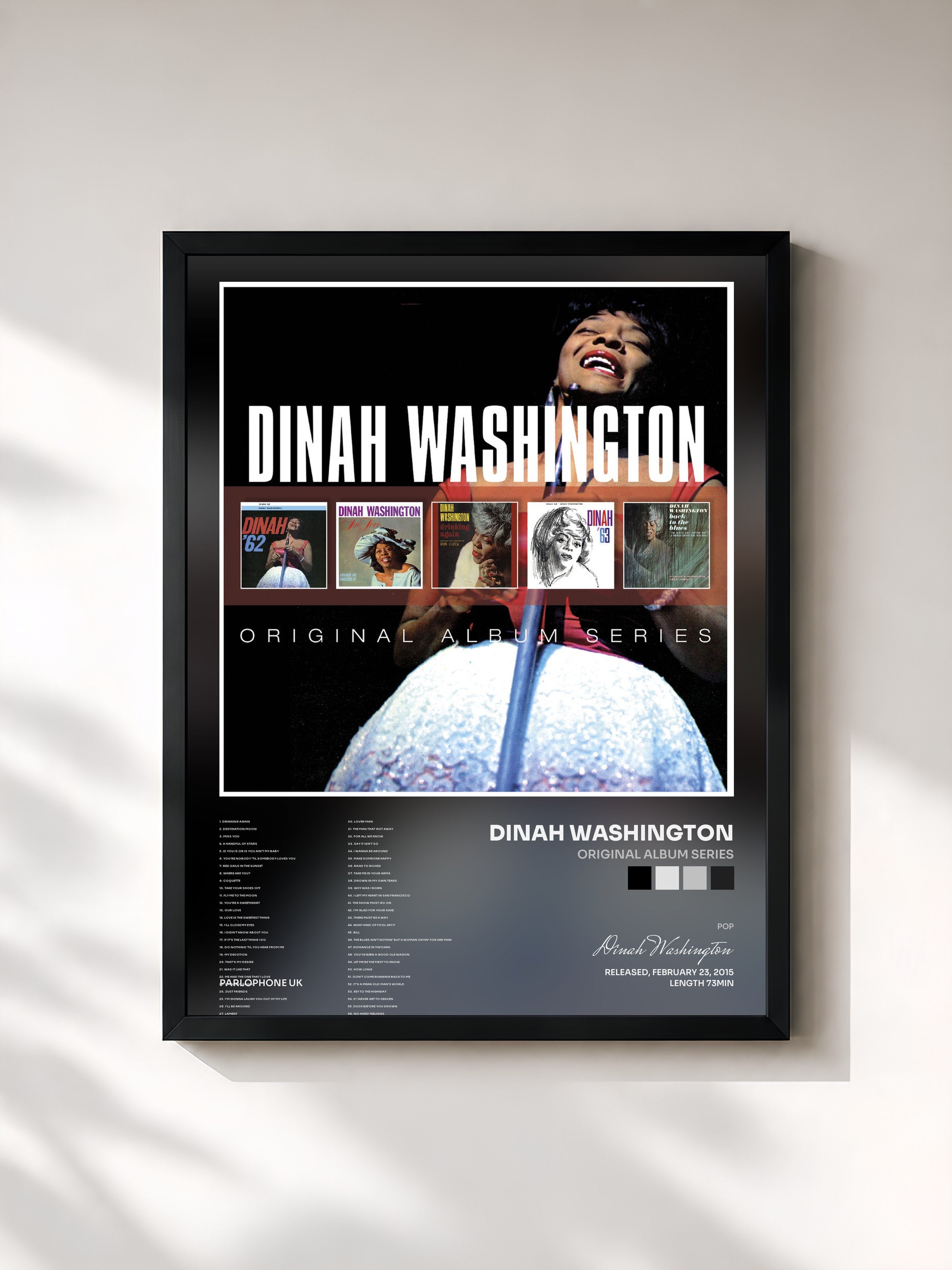 #noir Tableau de l'album Original Album Series de Dinah Washington, cadre noir, imprimé et encadré en France