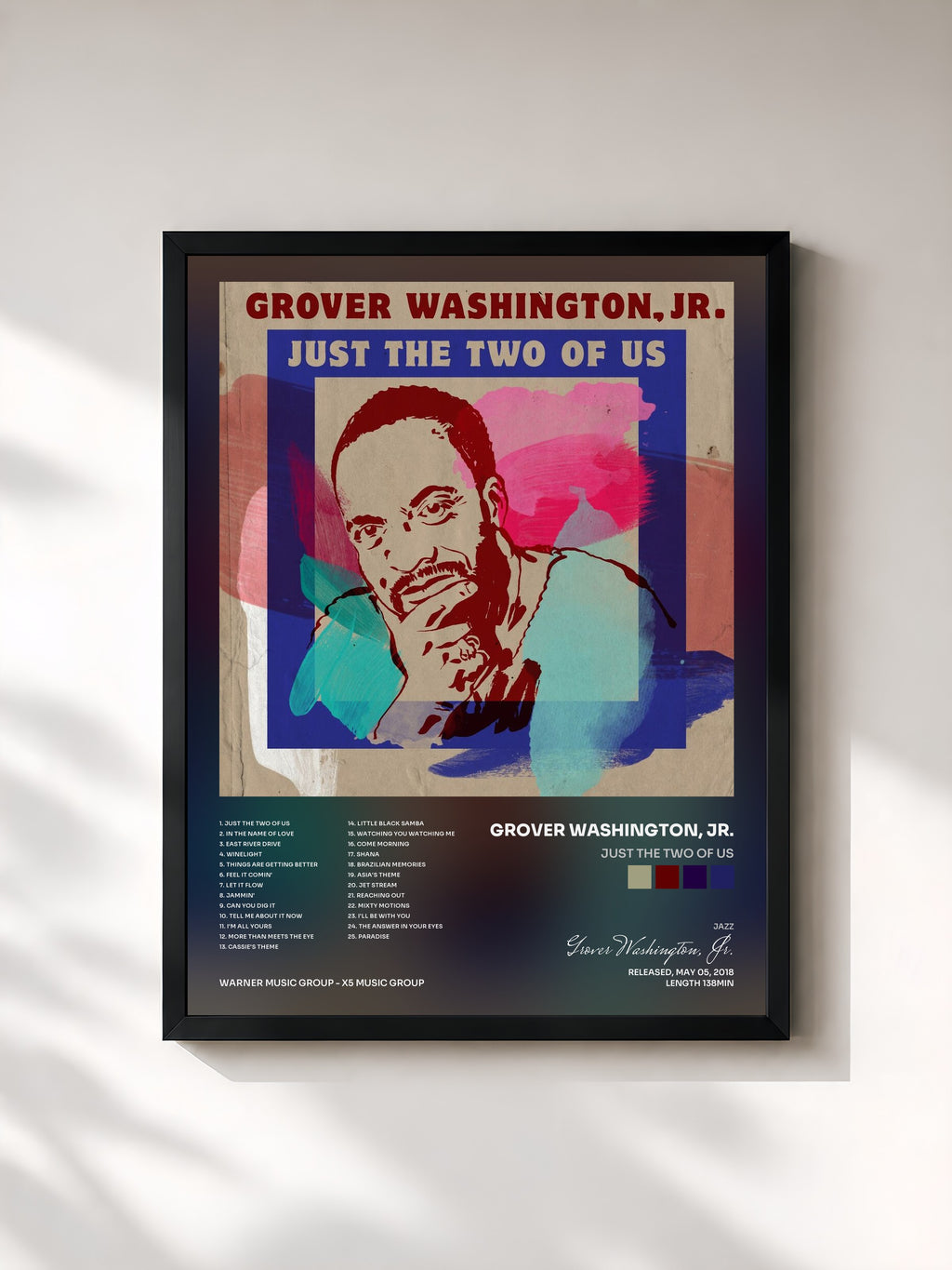 #noir Tableau de l'album Just the Two of Us de Grover Washington, Jr., cadre noir, imprimé et encadré en France