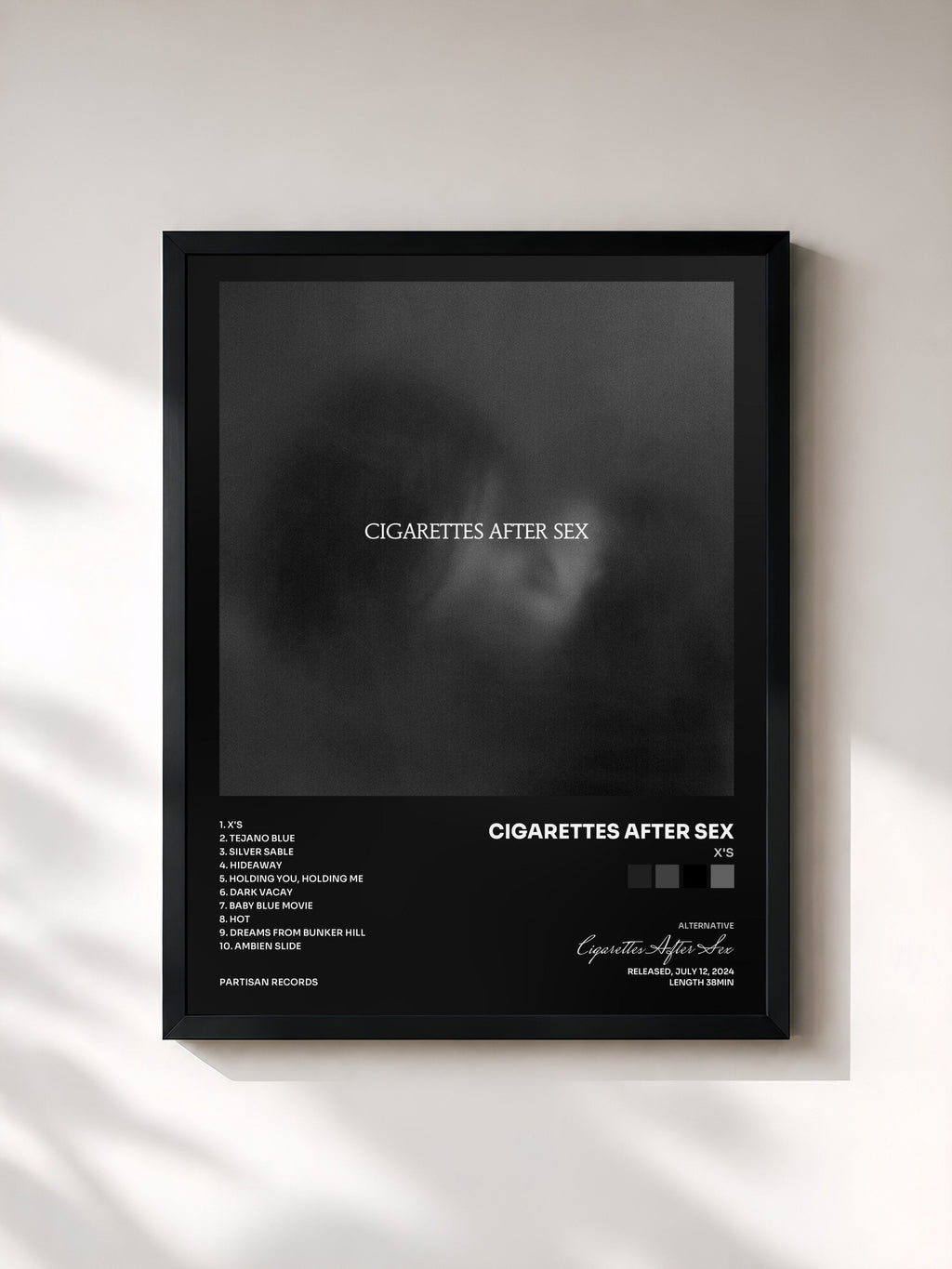 #noir X's by Cigarettes After Sex as a framed art print, black frame, printed and framed in France