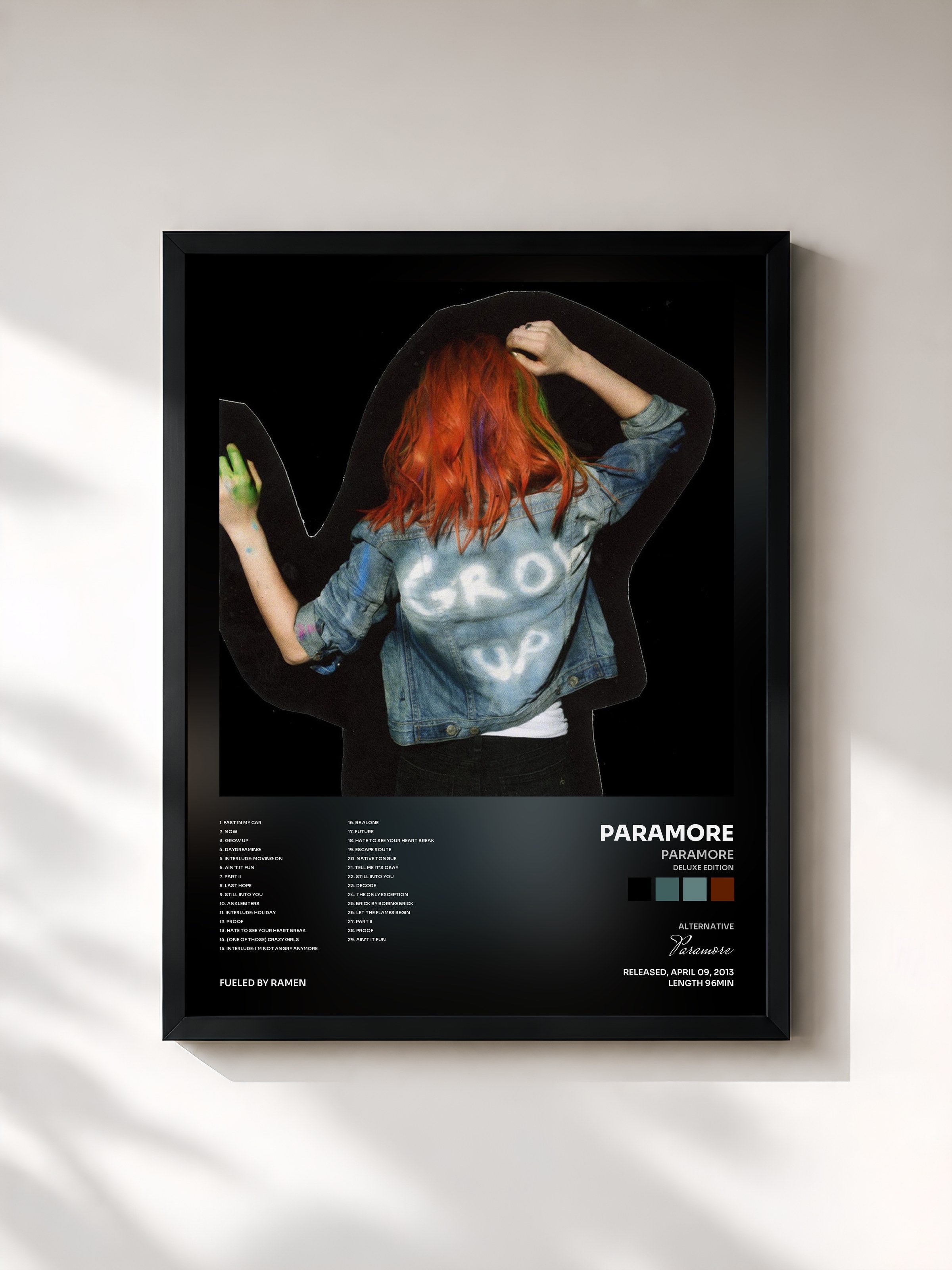 #noir Tableau de l'album Paramore (Deluxe Edition) de Paramore, cadre noir, imprimé et encadré en France