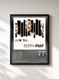 #noir Tableau de l'album Les N°1 de Edith Piaf, cadre noir, imprimé et encadré en France