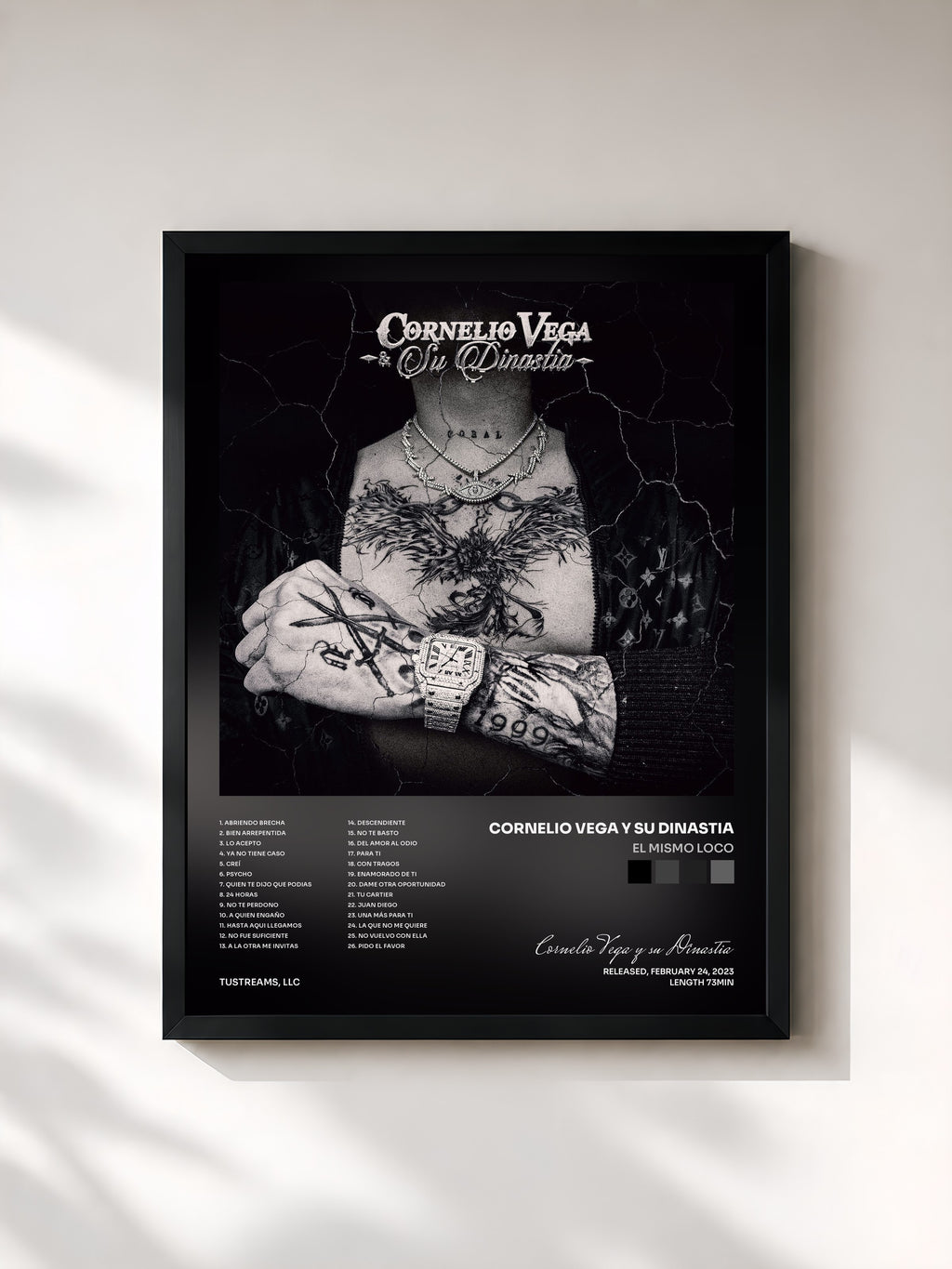 #noir Tableau de l'album El Mismo Loco de Cornelio Vega y su Dinastia, cadre noir, imprimé et encadré en France