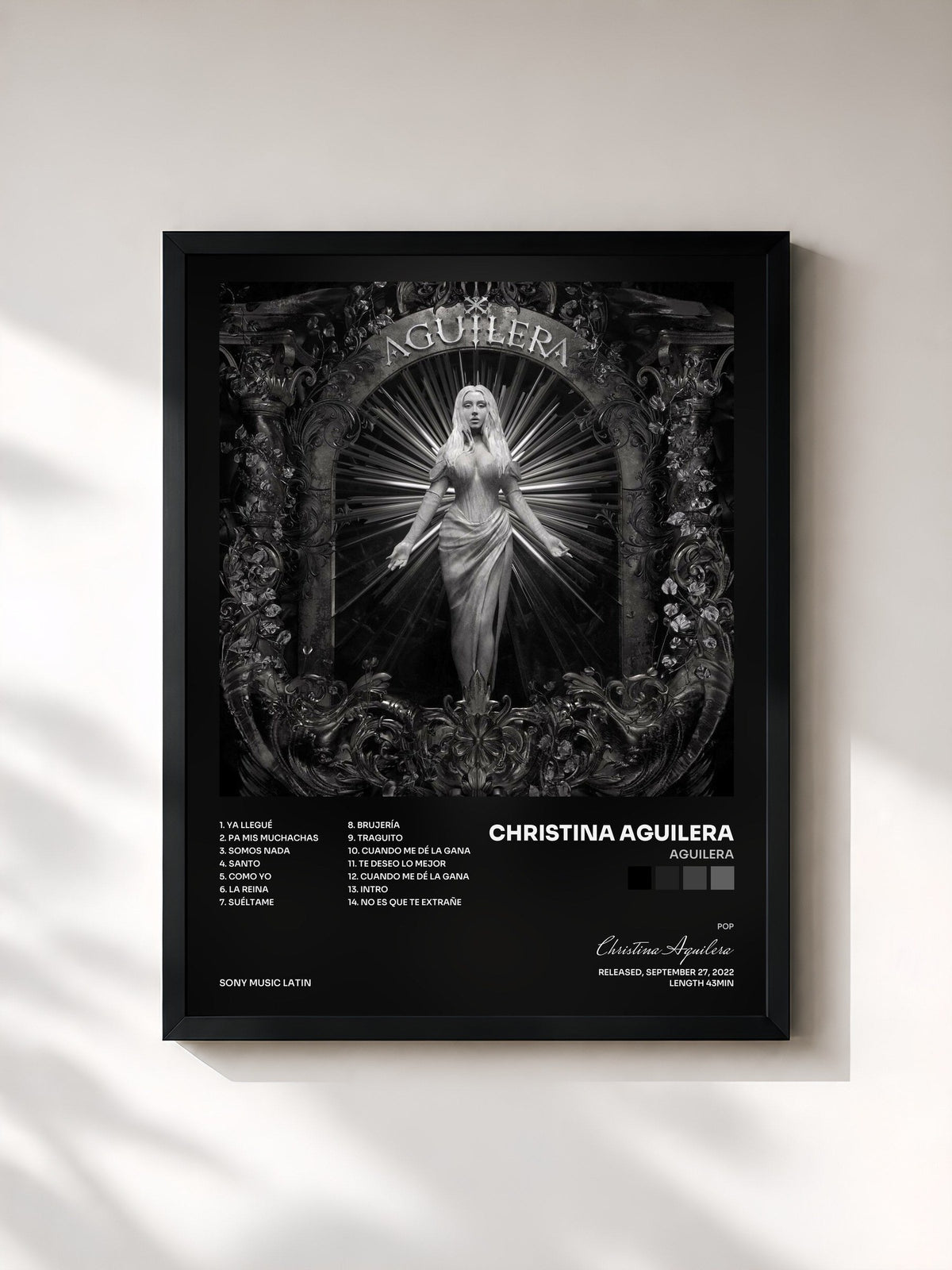 #noir Tableau de l'album AGUILERA de Christina Aguilera, cadre noir, imprimé et encadré en France