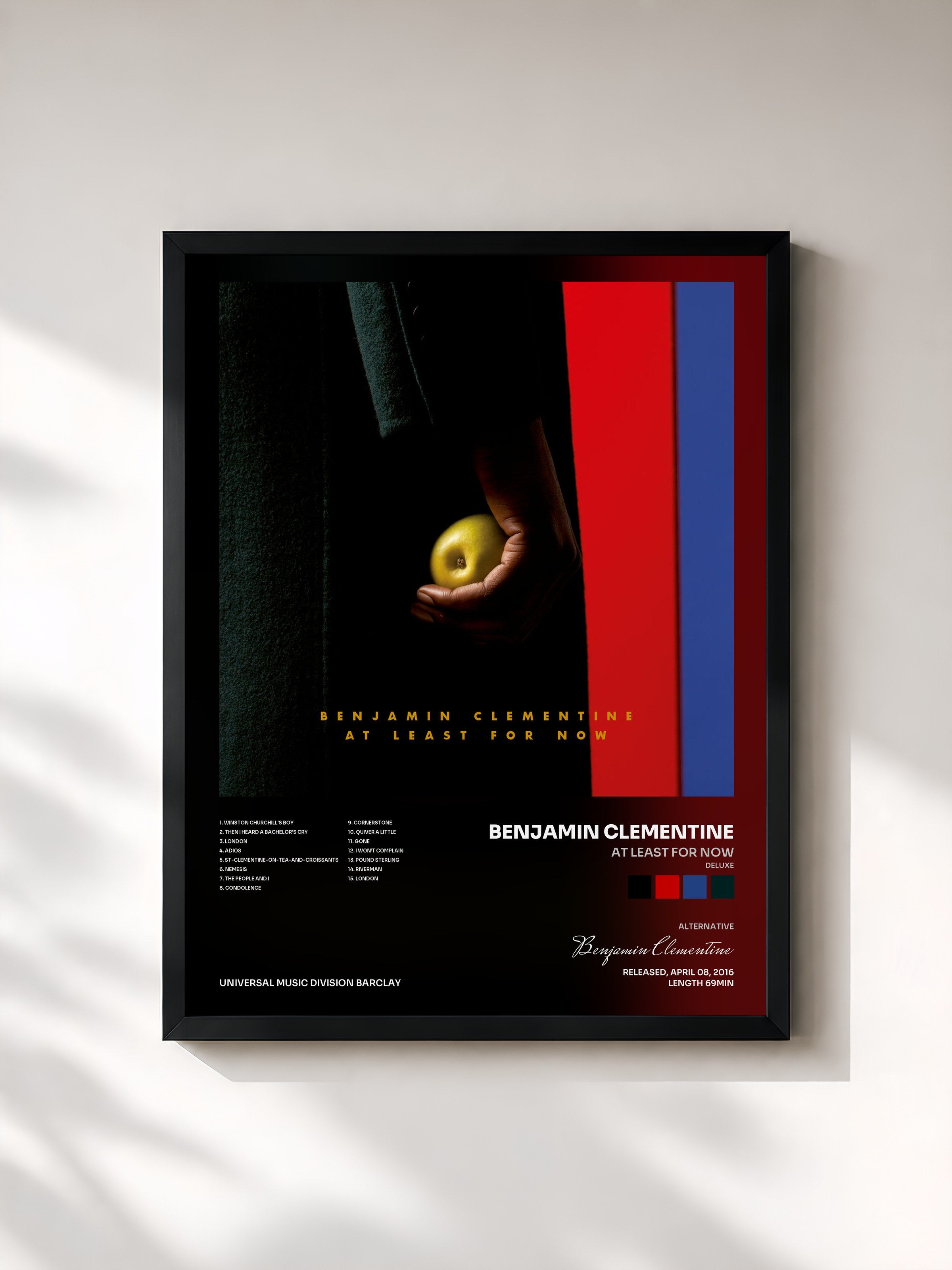 #noir Tableau de l'album At Least For Now (Deluxe) de Benjamin Clementine, cadre noir, imprimé et encadré en France