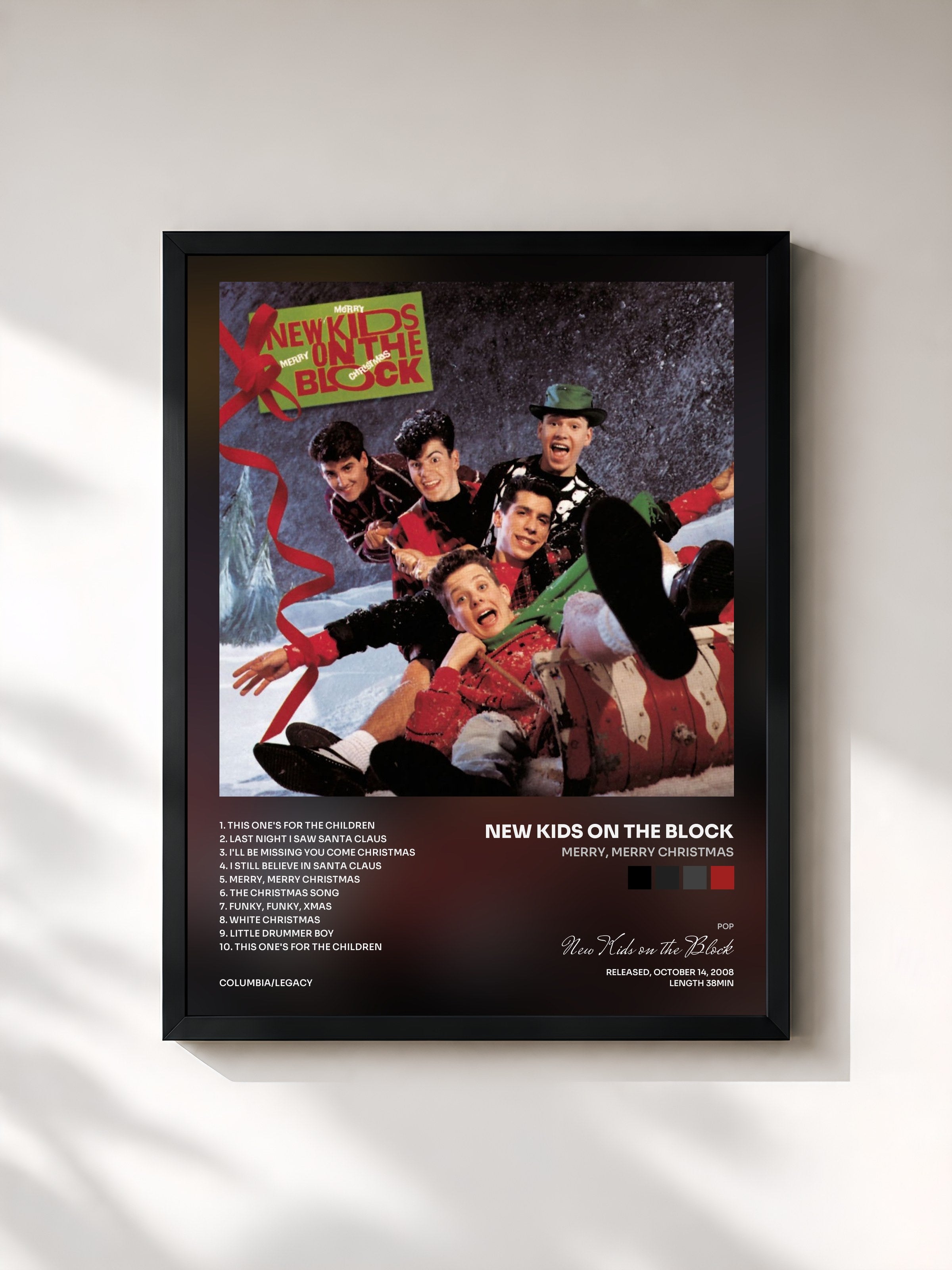#noir Tableau de l'album Merry, Merry Christmas de New Kids on the Block, cadre noir, imprimé et encadré en France