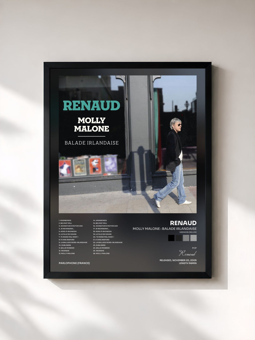 #noir Molly Malone : Balade irlandaise (Version Deluxe) by Renaud as a framed art print, black frame, printed and framed in France
