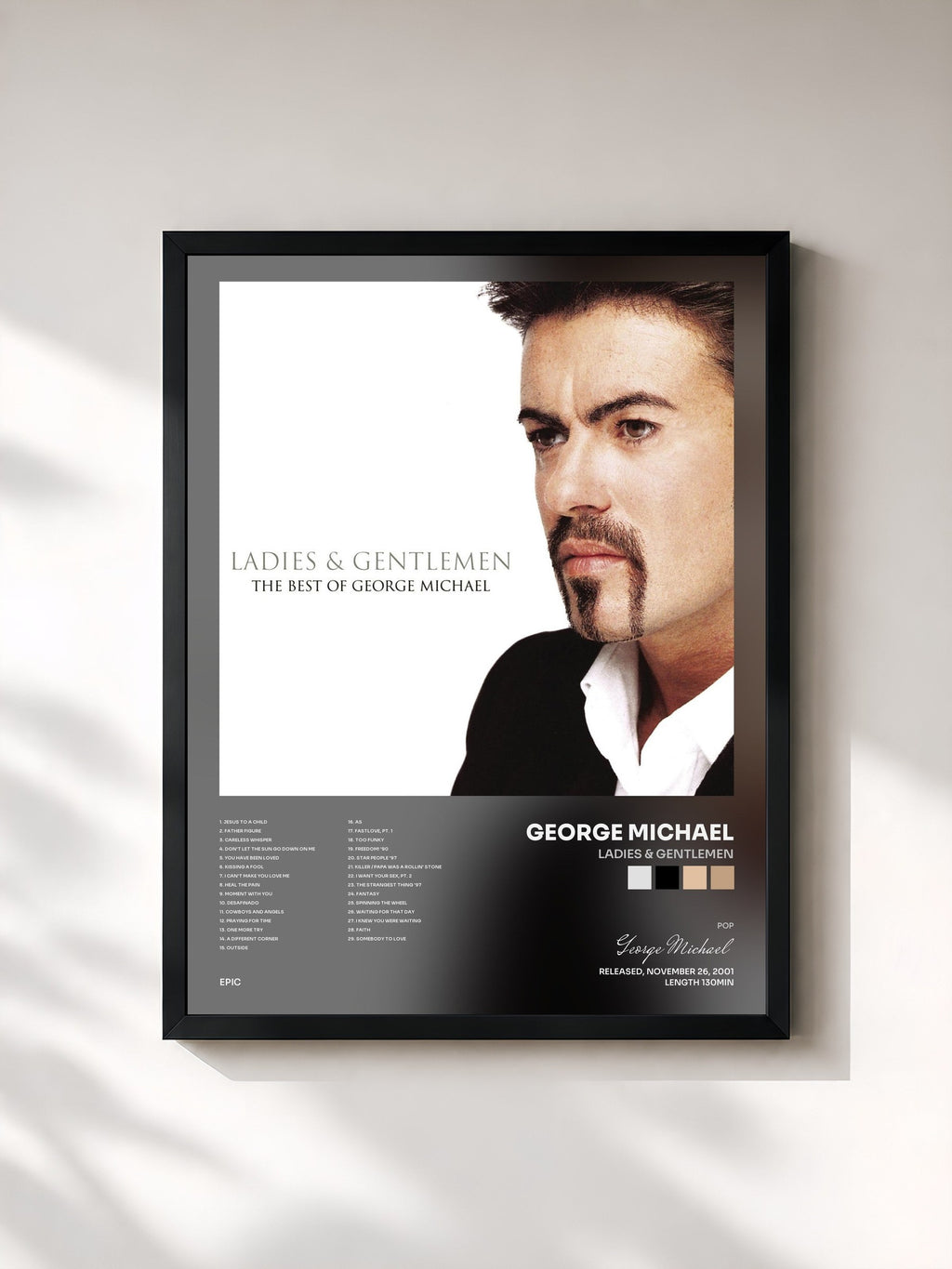 #noir Ladies & Gentlemen von George Michael als gerahmter Kunstdruck, schwarzer Rahmen, gedruckt und gerahmt in Frankreich