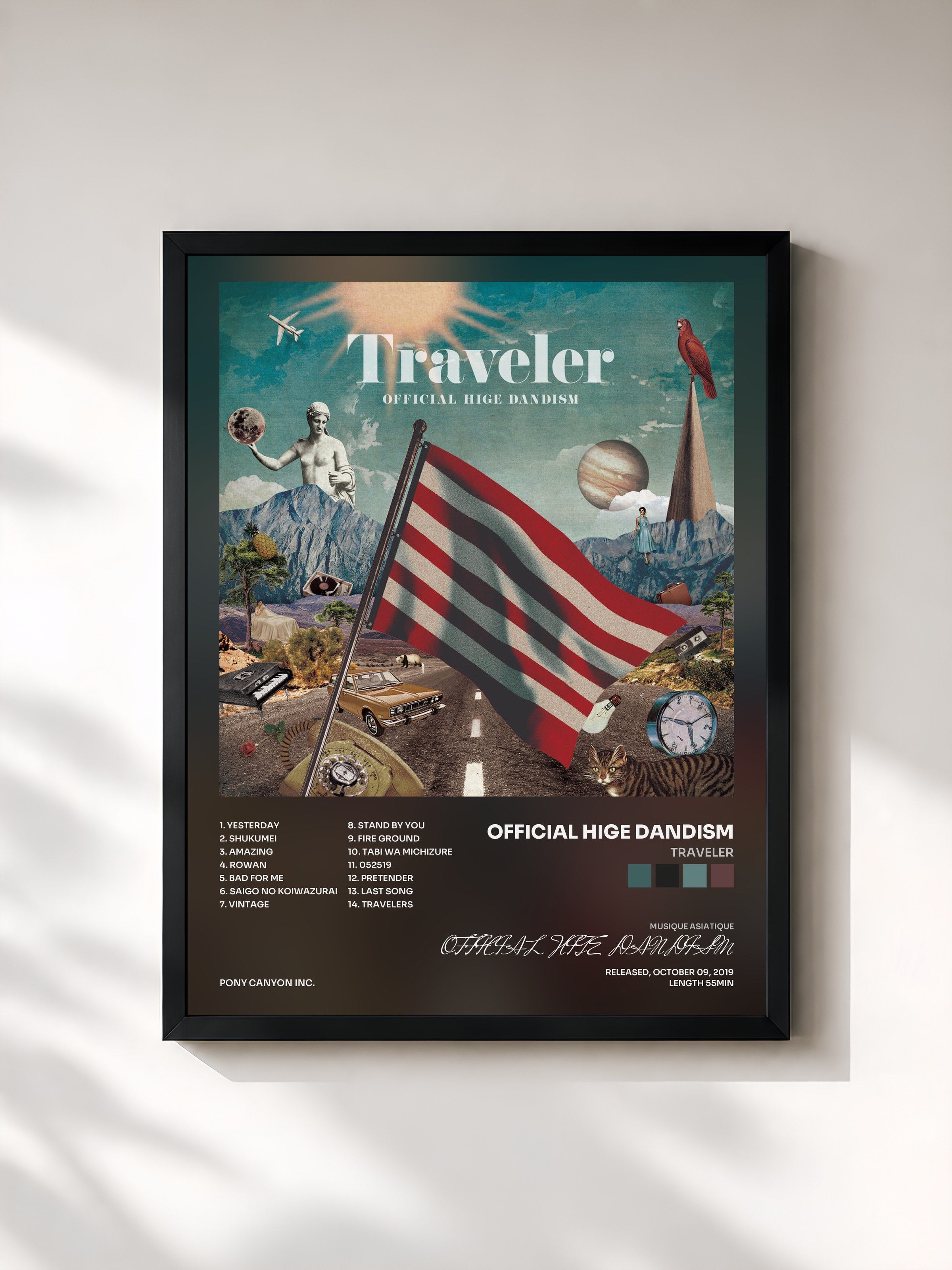 #noir Tableau de l'album Traveler de OFFICIAL HIGE DANDISM, cadre noir, imprimé et encadré en France