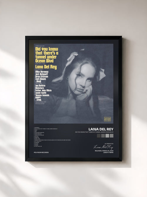 Lana Del Rey · Did you know that there's a tunnel under Ocean Blvd — Affiche encadrée