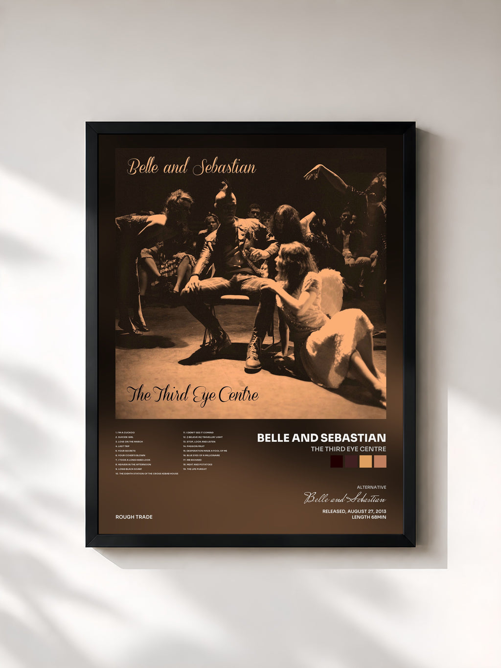 #noir Tableau de l'album The Third Eye Centre de Belle and Sebastian, cadre noir, imprimé et encadré en France