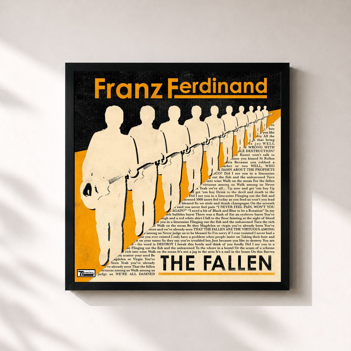 #noir The Fallen von Franz Ferdinand als quadratischer Kunstdruck, schwarzer Rahmen 32x32 cm