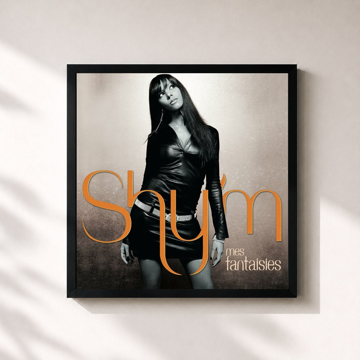#noir Tableau carré de l'album Mes fantaisies de Shy'm, cadre noir 32x32 cm