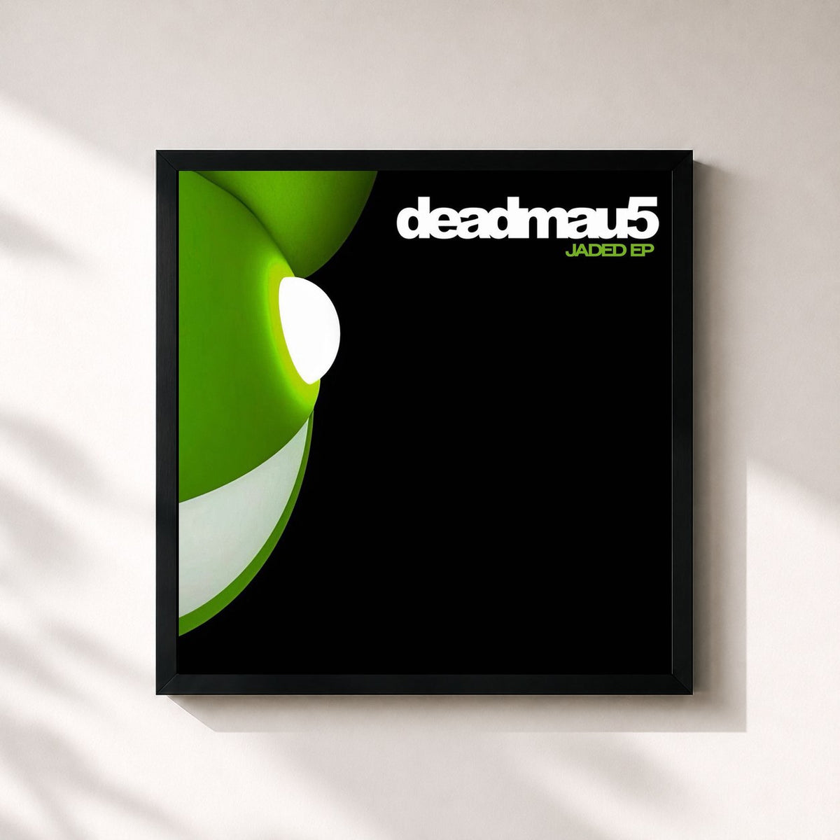 #noir Tableau carré de l'album Jaded de Deadmau5, cadre noir 32x32 cm