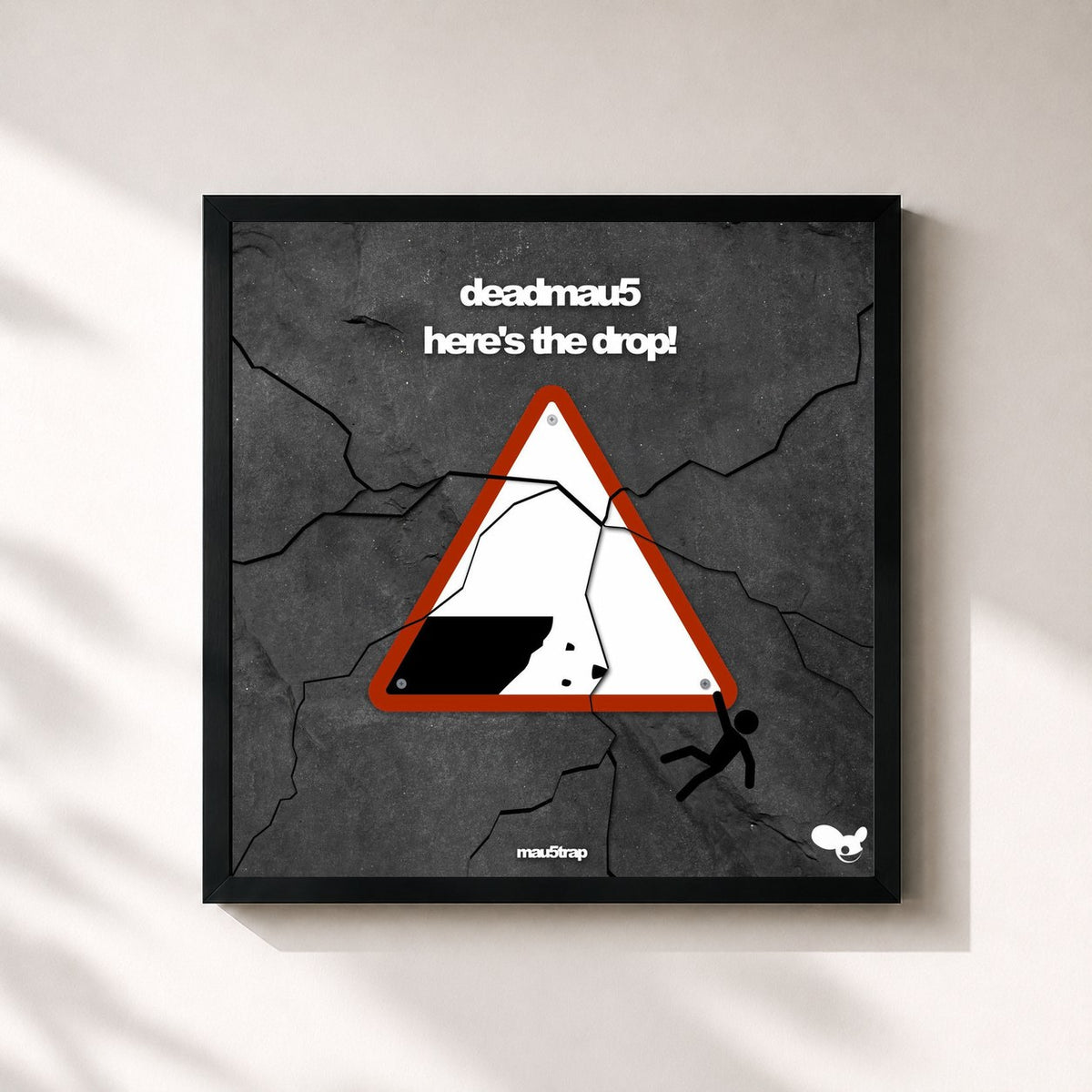 #noir Tableau carré de l'album here's the drop! de Deadmau5, cadre noir 32x32 cm