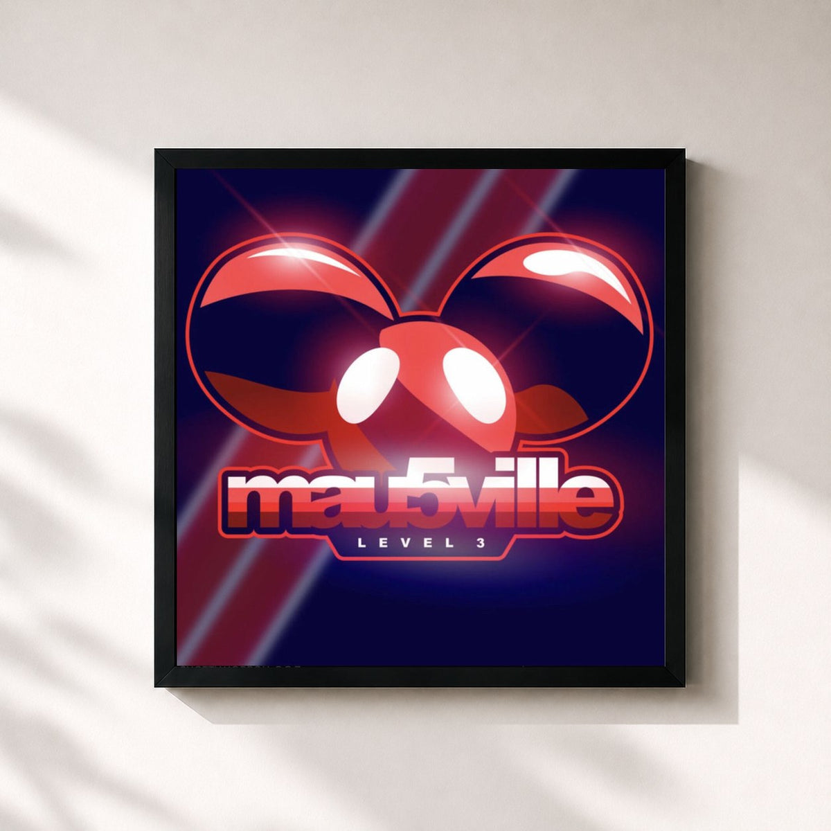 #noir Tableau carré de l'album mau5ville: Level 3 de Deadmau5, cadre noir 32x32 cm