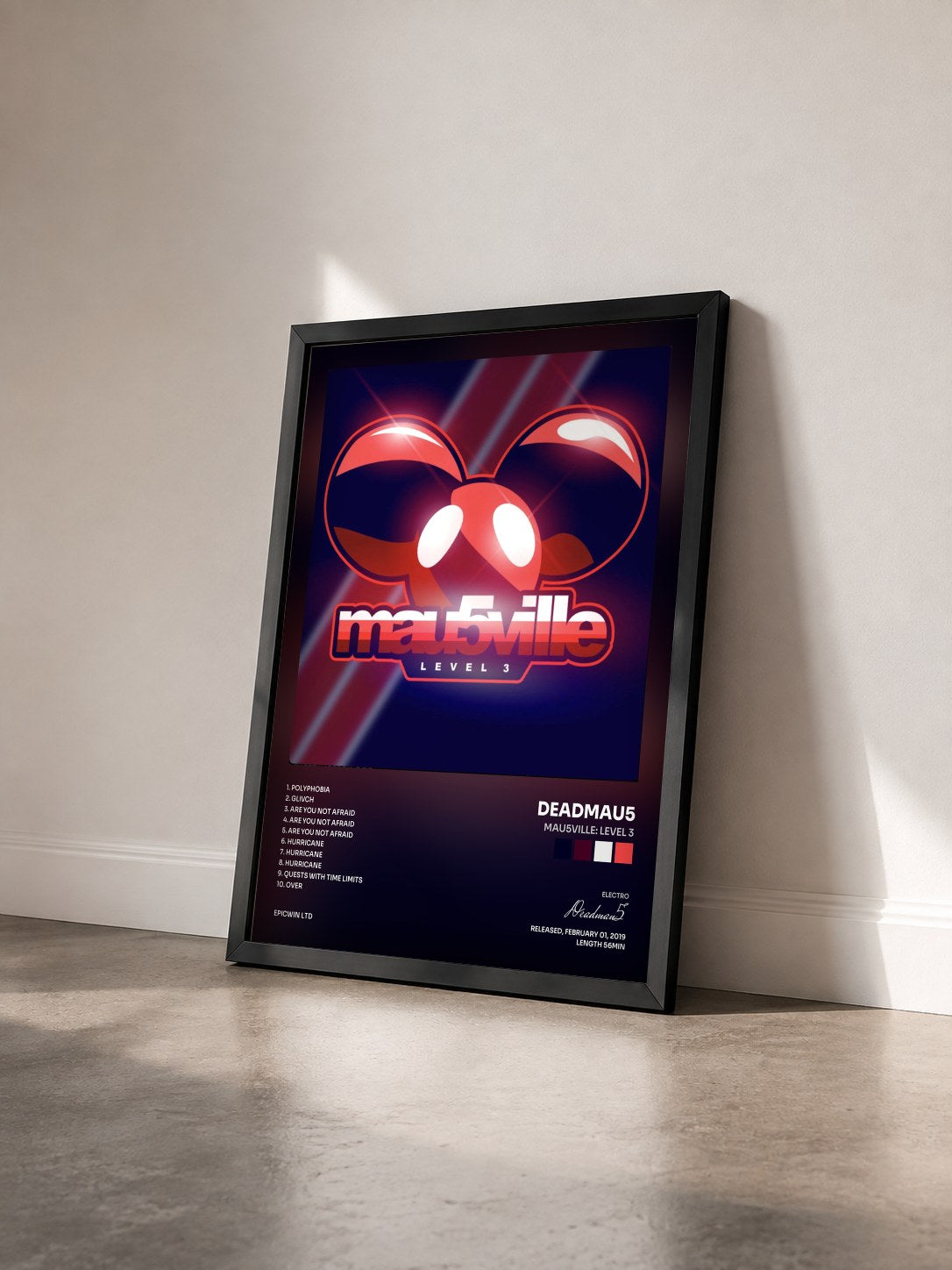 #noir Tableau de l'album mau5ville: Level 3 de Deadmau5 vu de trois quarts, cadre noir