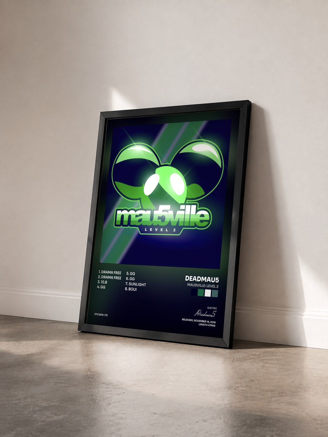 #noir Tableau de l'album mau5ville: Level 2 de Deadmau5 vu de trois quarts, cadre noir
