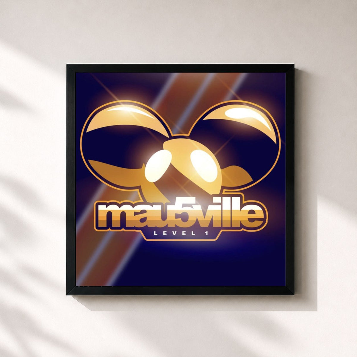 #noir Tableau carré de l'album mau5ville: Level 1 de Deadmau5, cadre noir 32x32 cm