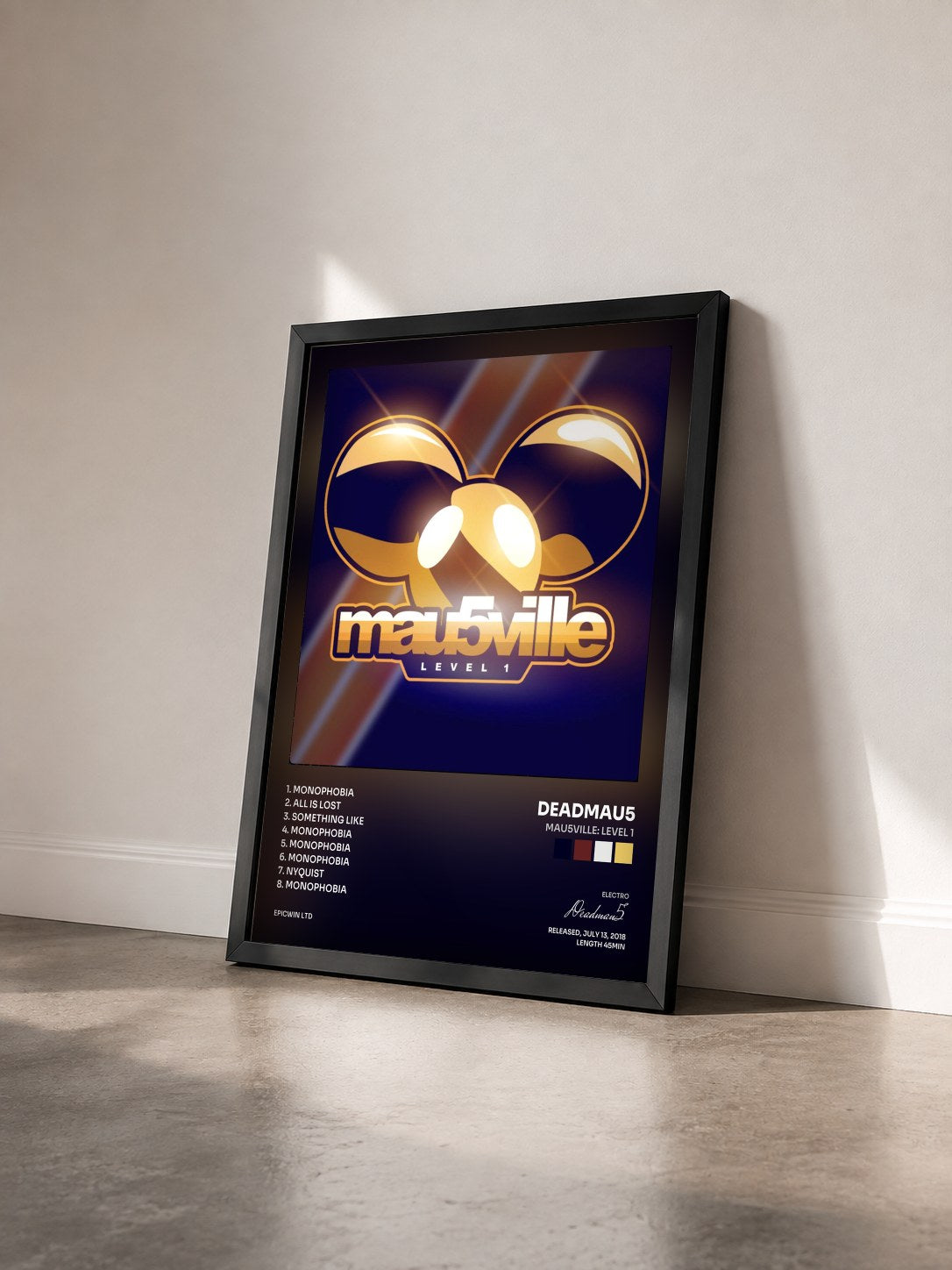 #noir Tableau de l'album mau5ville: Level 1 de Deadmau5 vu de trois quarts, cadre noir