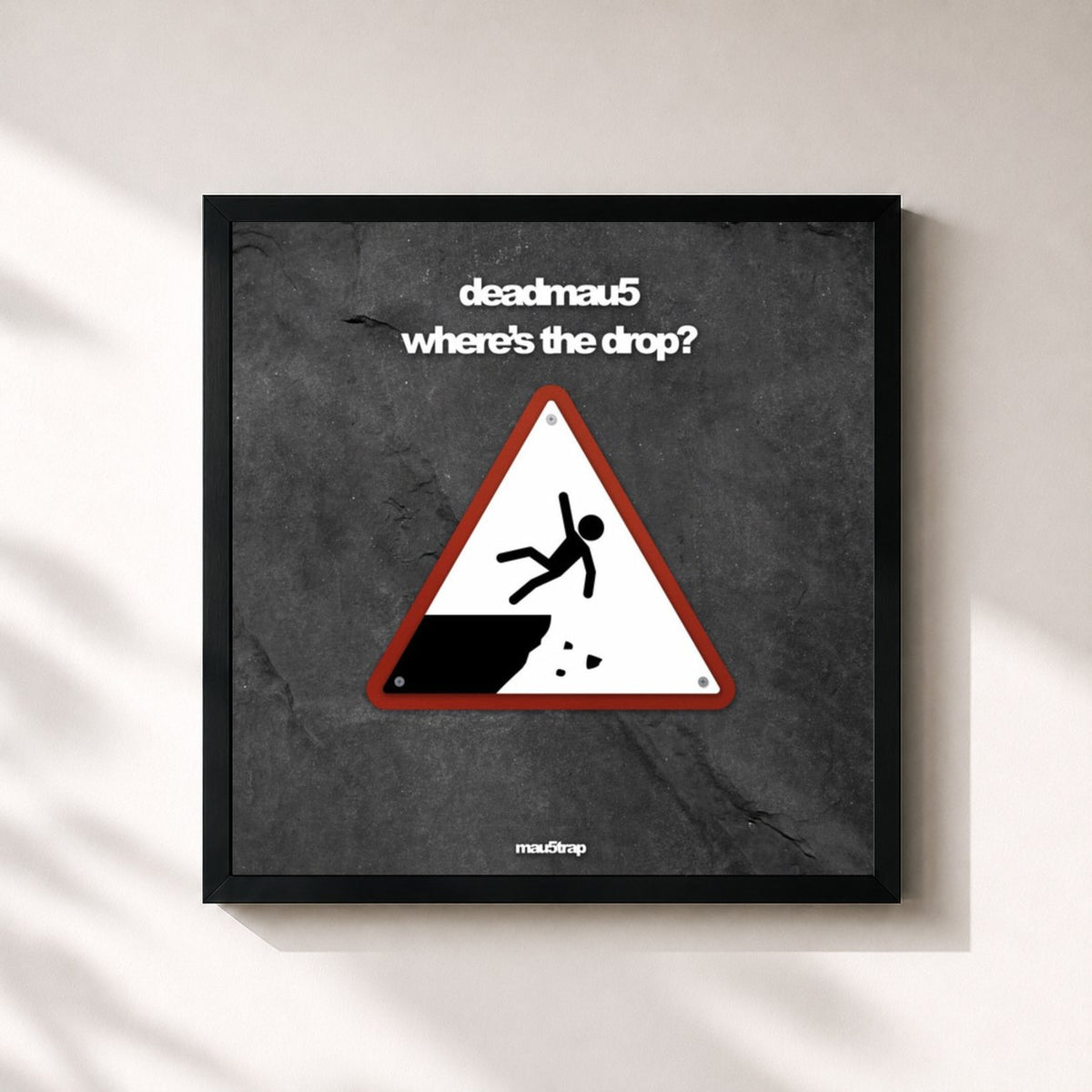 #noir Tableau carré de l'album where's the drop? de Deadmau5, cadre noir 32x32 cm