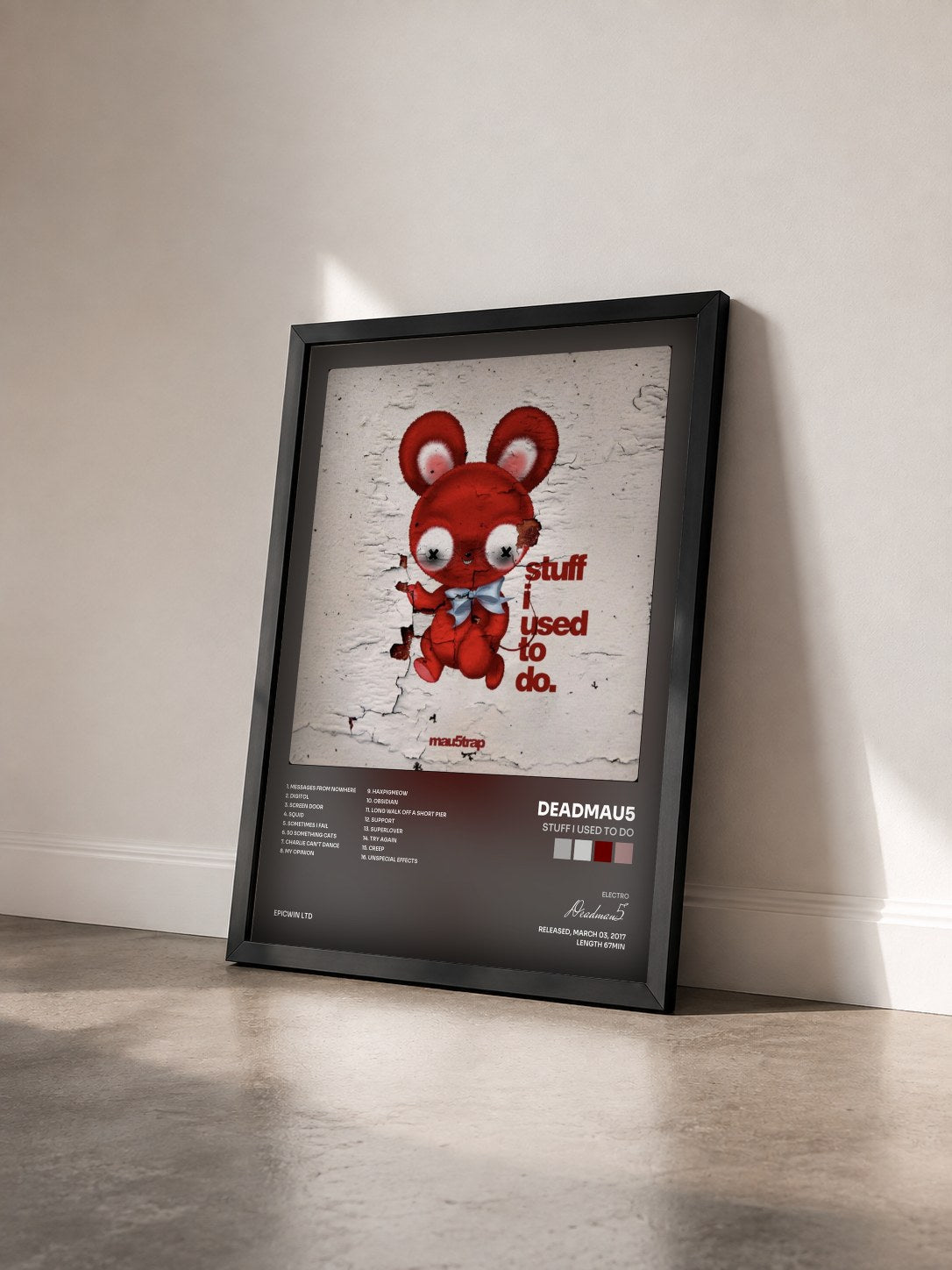 #noir Tableau de l'album stuff i used to do de Deadmau5 vu de trois quarts, cadre noir