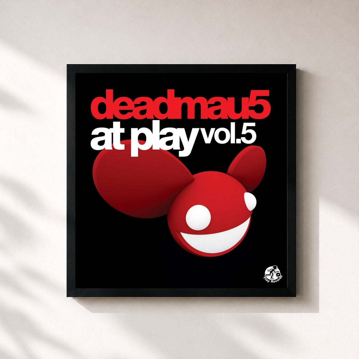 #noir Tableau carré de l'album deadmau5 At Play, Vol. 5 de Deadmau5, cadre noir 32x32 cm